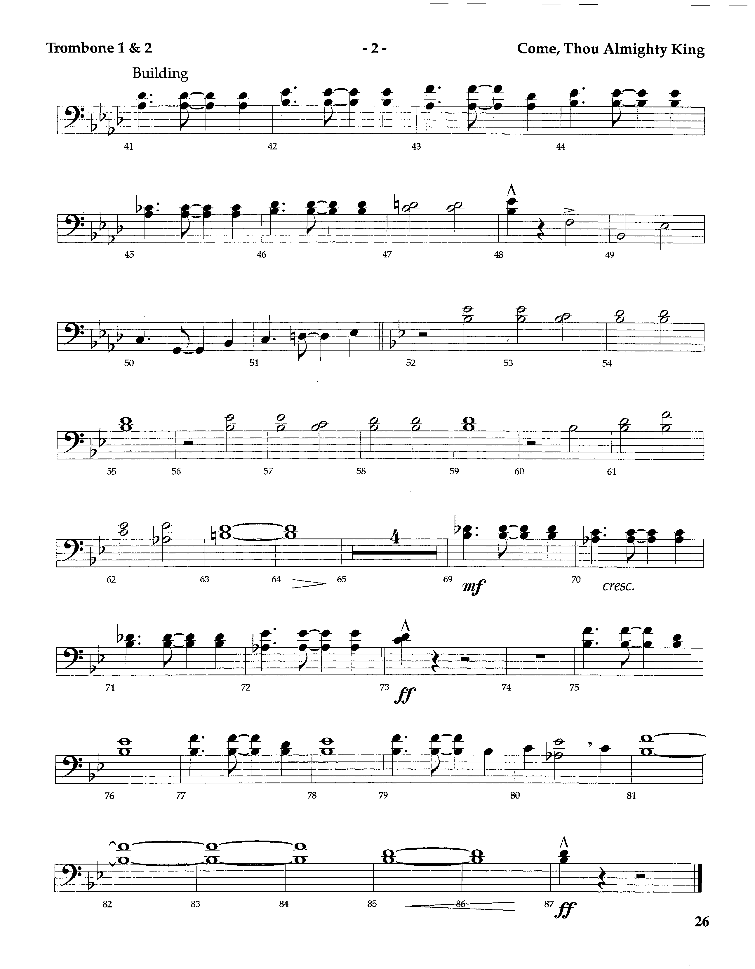 Come Thou Almighty King (Instrumental) Trombone 1/2 (Lifeway Worship / Arr. Steve Dunn)