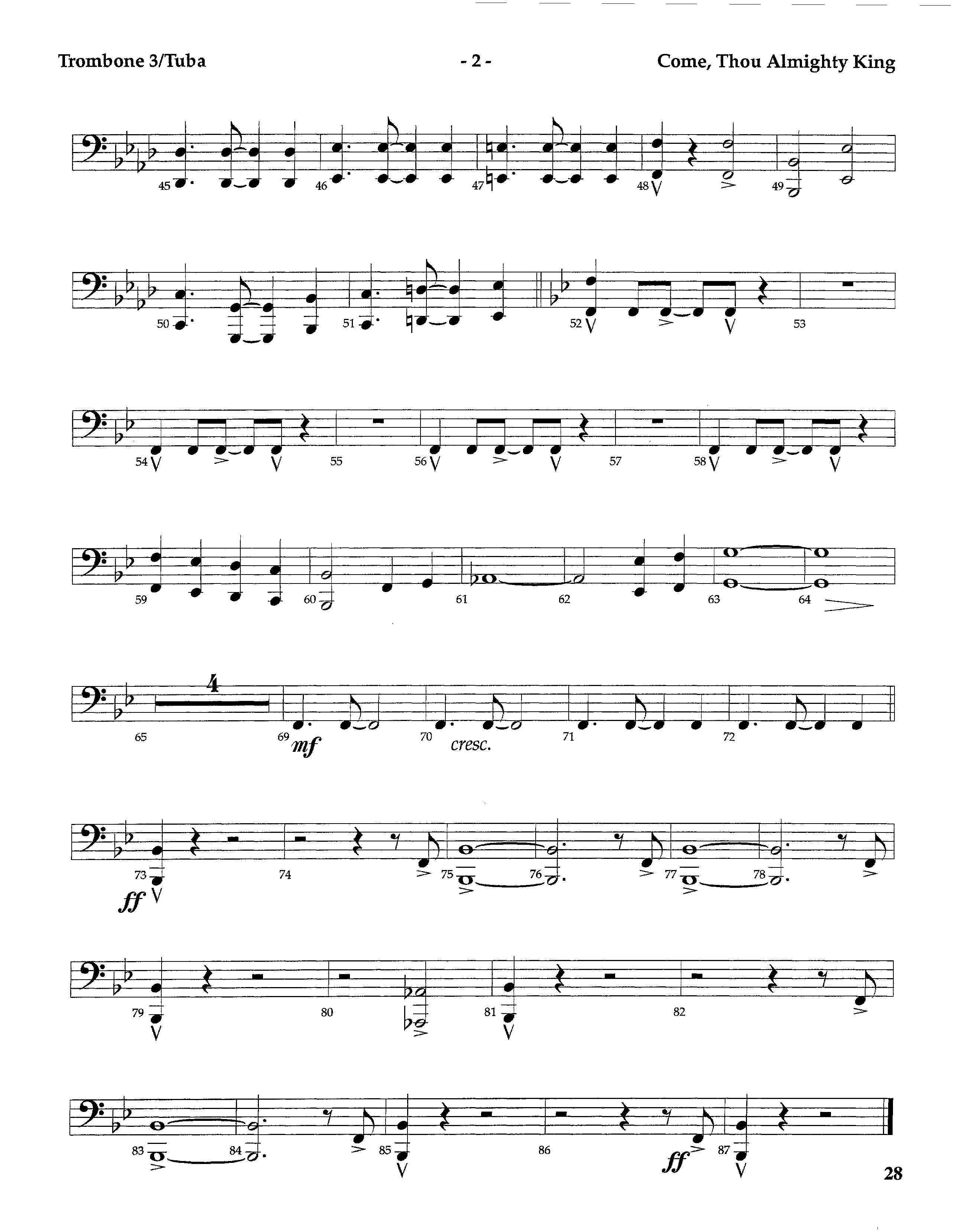 Come Thou Almighty King (Instrumental) Trombone 3/Tuba (Lifeway Worship / Arr. Steve Dunn)