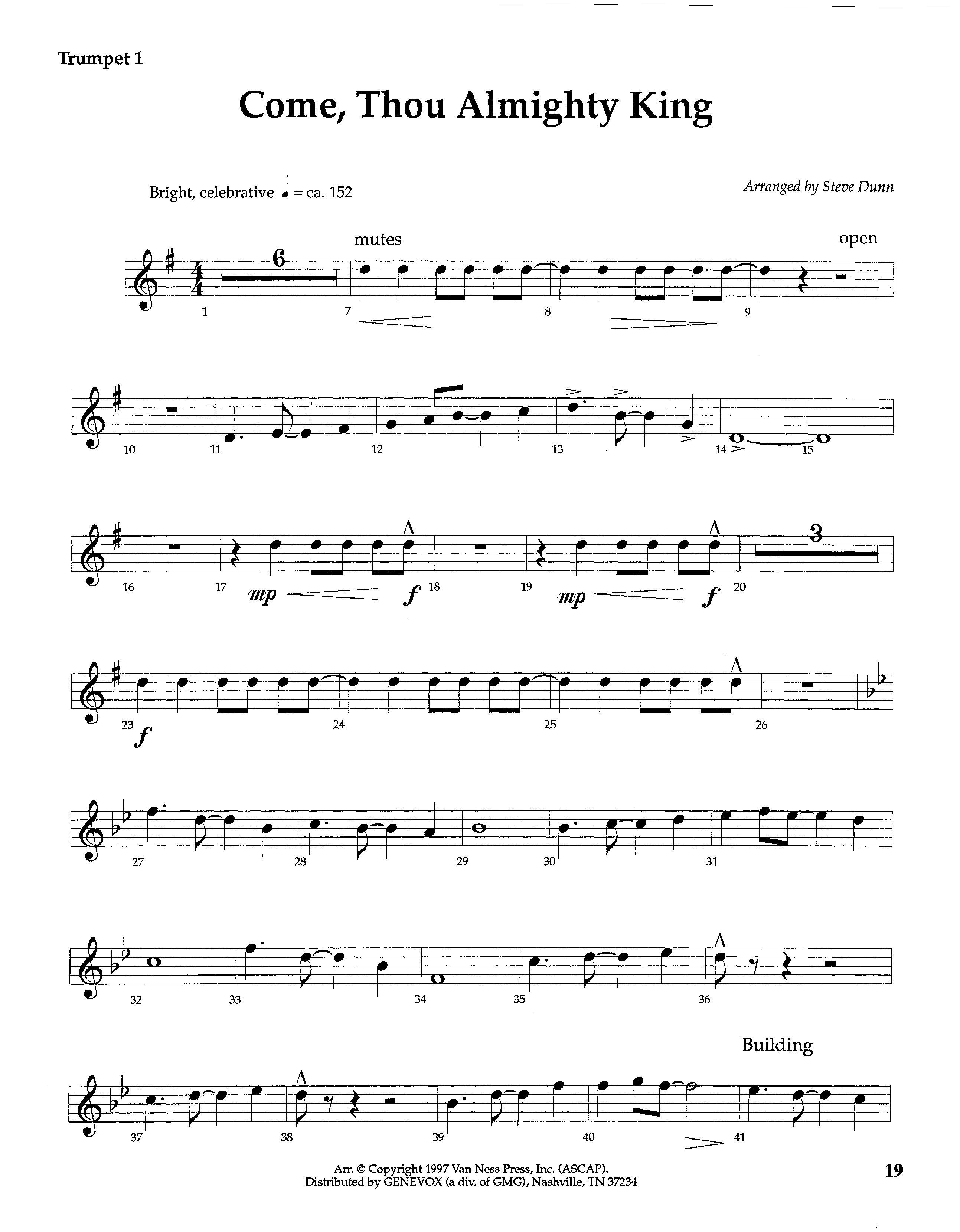 Come Thou Almighty King (Instrumental) Trumpet 1 (Lifeway Worship / Arr. Steve Dunn)