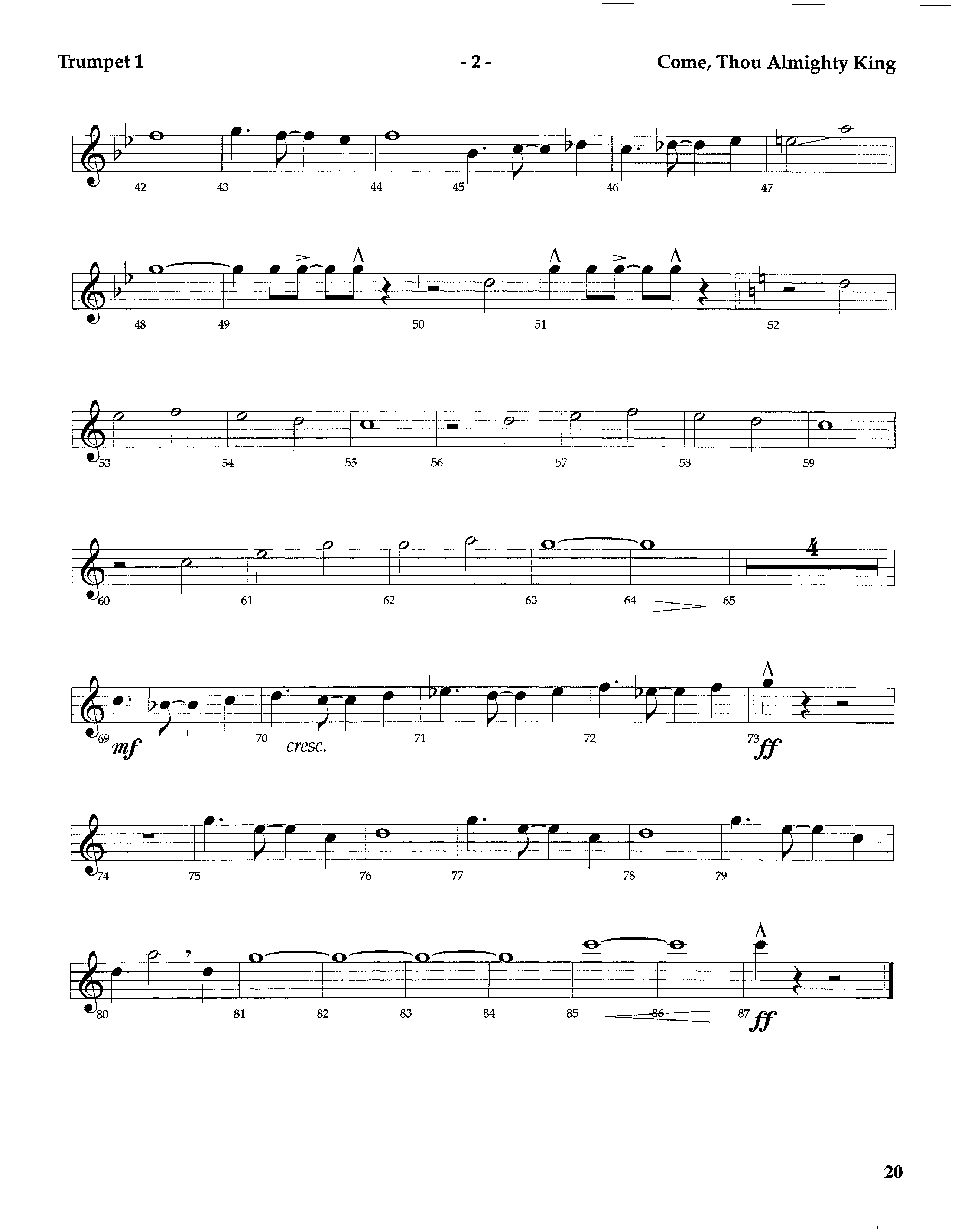 Come Thou Almighty King (Instrumental) Trumpet 1 (Lifeway Worship / Arr. Steve Dunn)
