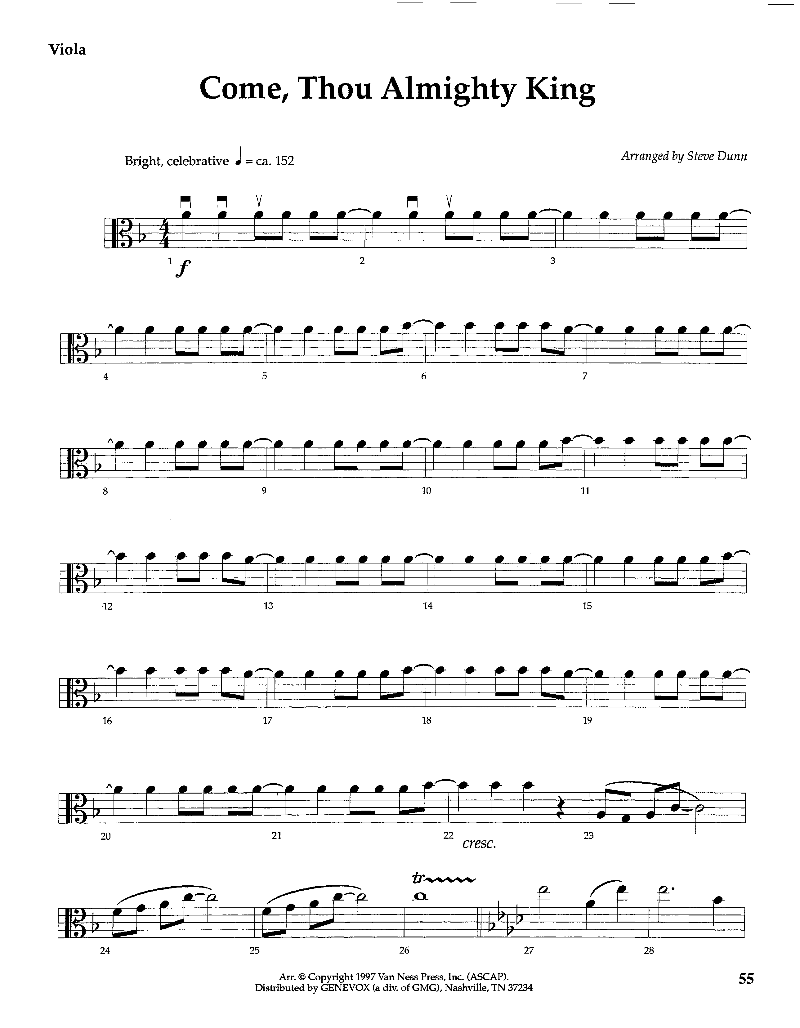 Come Thou Almighty King (Instrumental) Viola (Lifeway Worship / Arr. Steve Dunn)