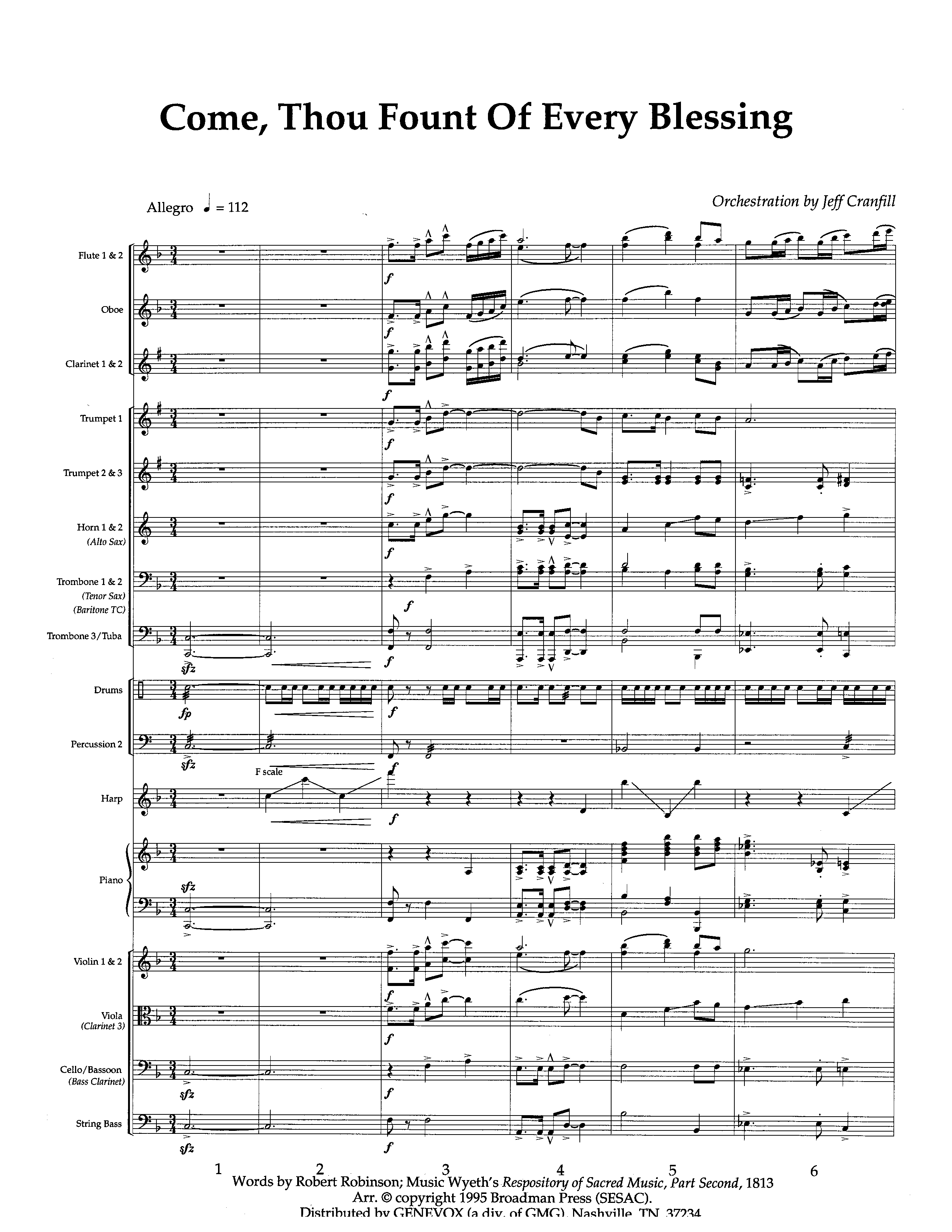 Come Thou Fount Of Every Blessing (Instrumental) Orchestration (Lifeway Worship / Arr. Jeff Cranfill)