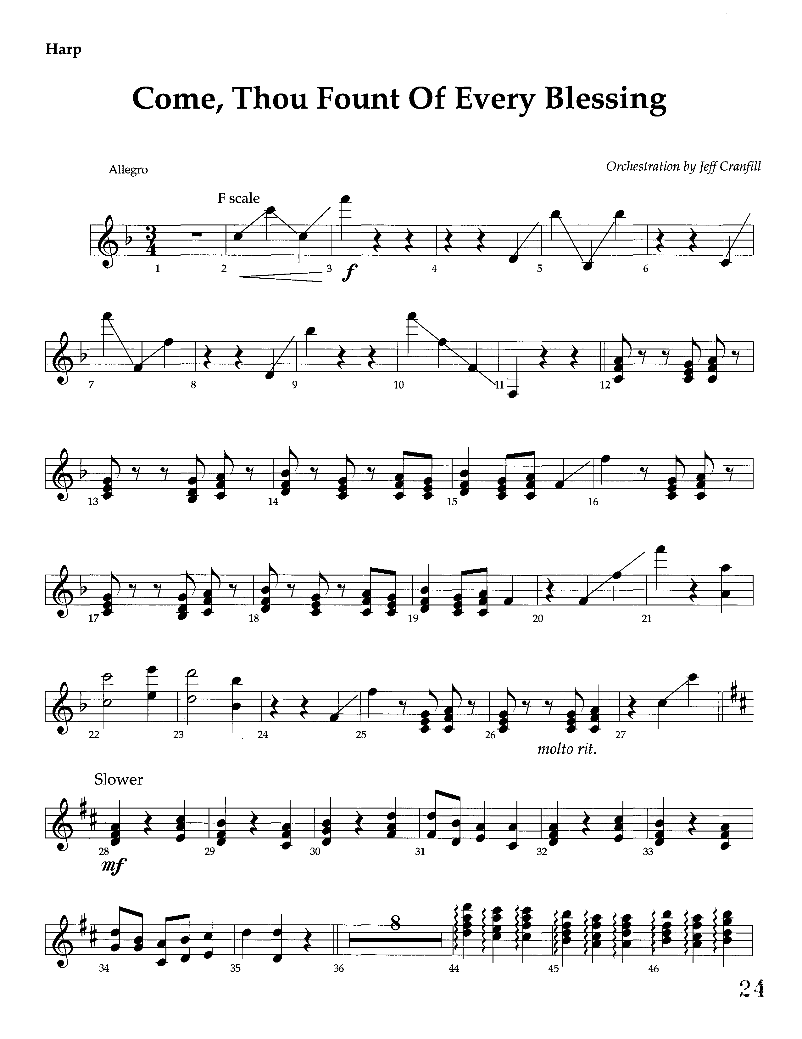 Come Thou Fount Of Every Blessing (Instrumental) Harp (Lifeway Worship / Arr. Jeff Cranfill)