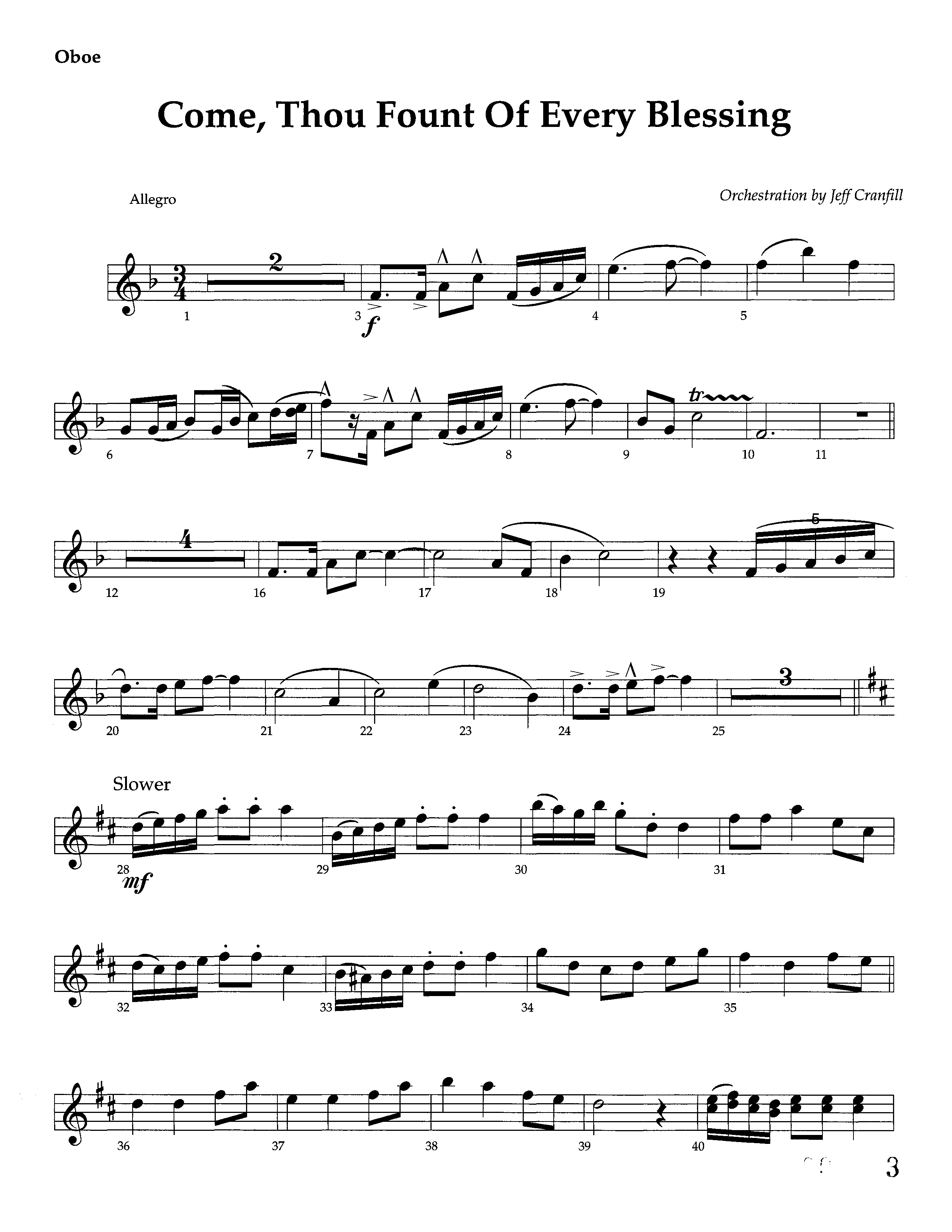 Come Thou Fount Of Every Blessing (Instrumental) Oboe (Lifeway Worship / Arr. Jeff Cranfill)