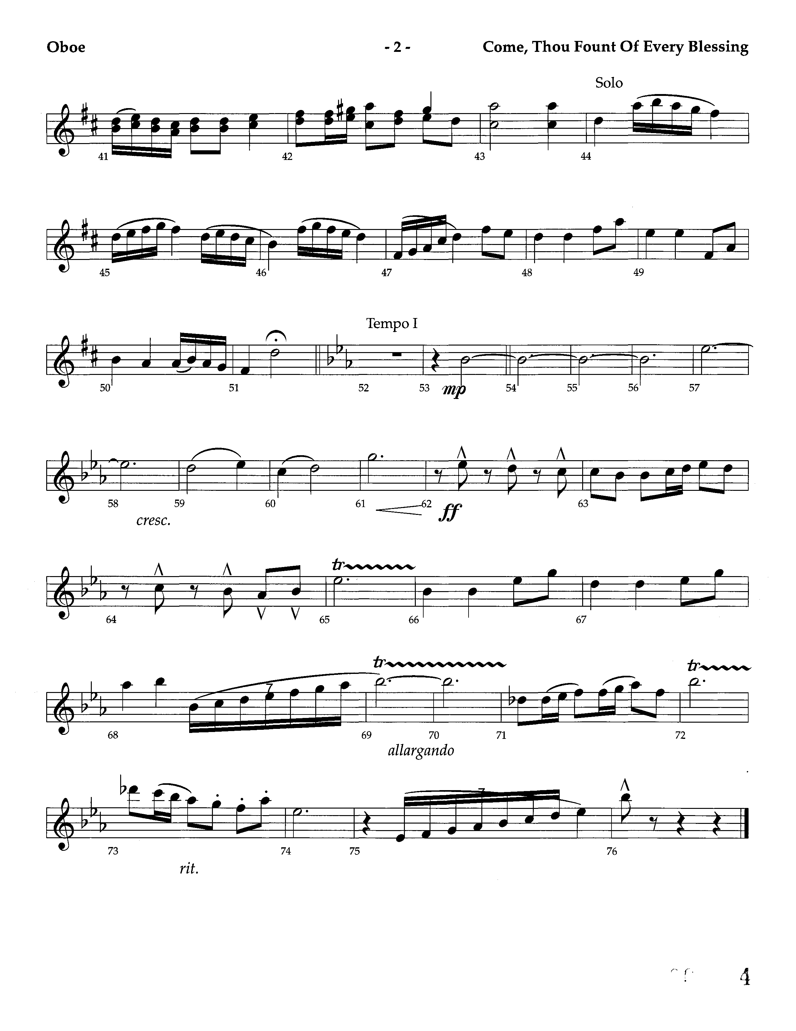 Come Thou Fount Of Every Blessing (Instrumental) Oboe (Lifeway Worship / Arr. Jeff Cranfill)