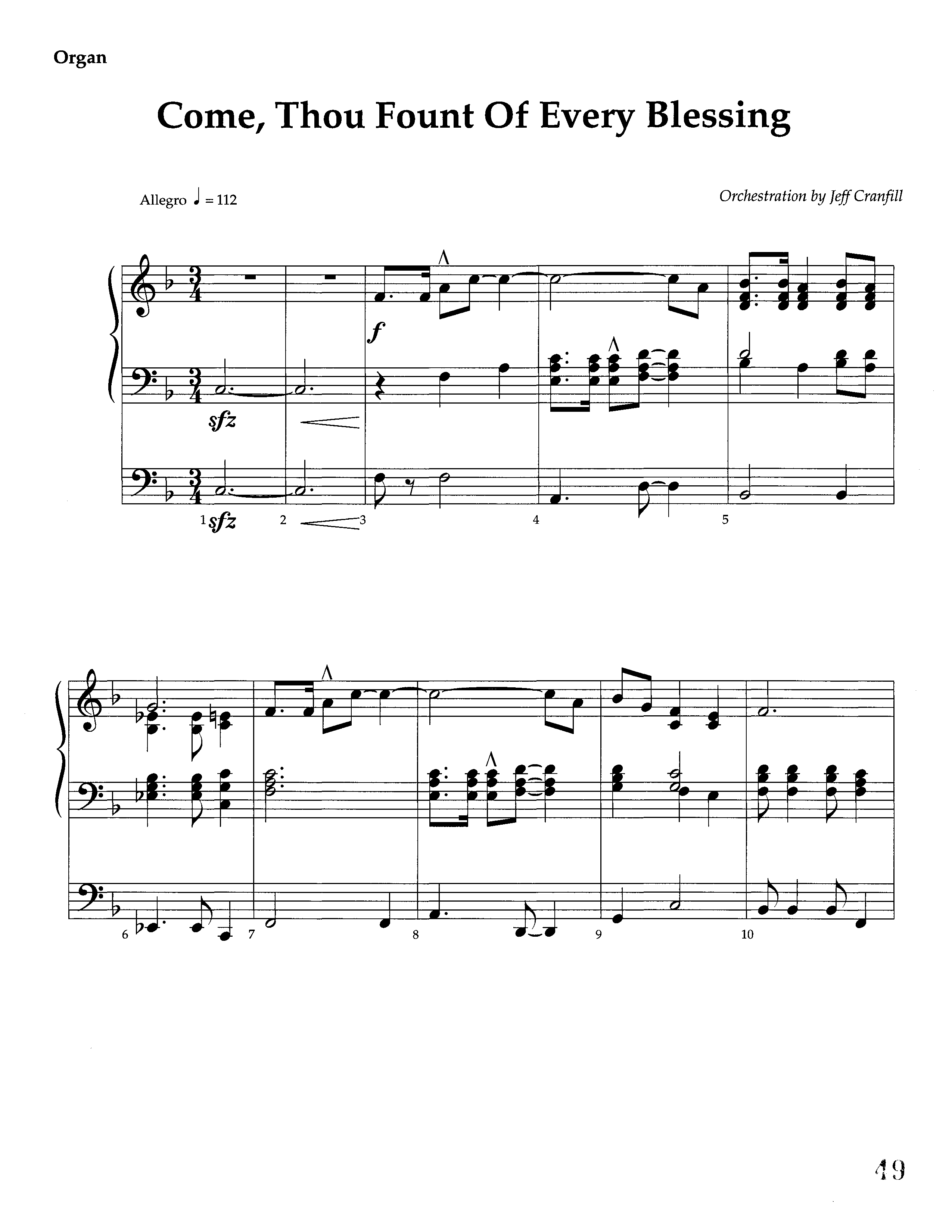 Come Thou Fount Of Every Blessing (Instrumental) Organ (Lifeway Worship / Arr. Jeff Cranfill)