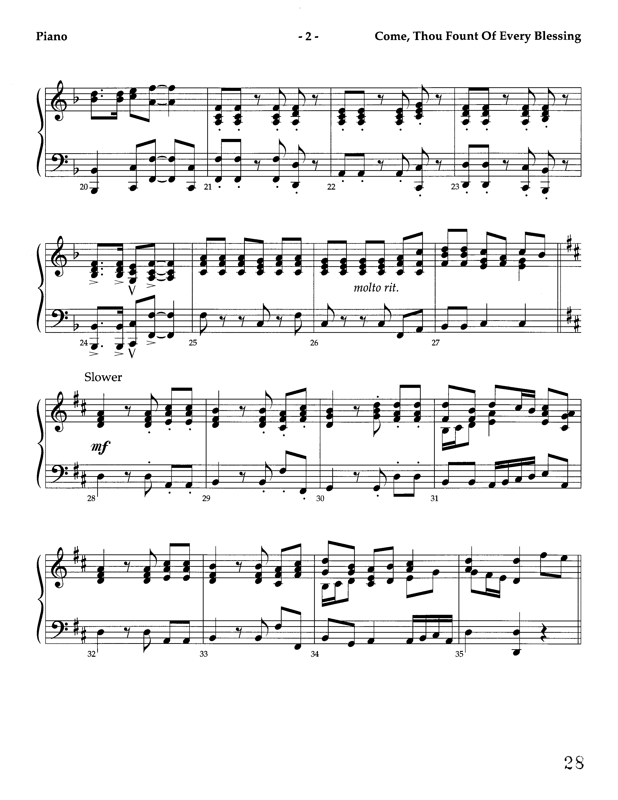 Come Thou Fount Of Every Blessing (Instrumental) Piano Sheet (Lifeway Worship / Arr. Jeff Cranfill)