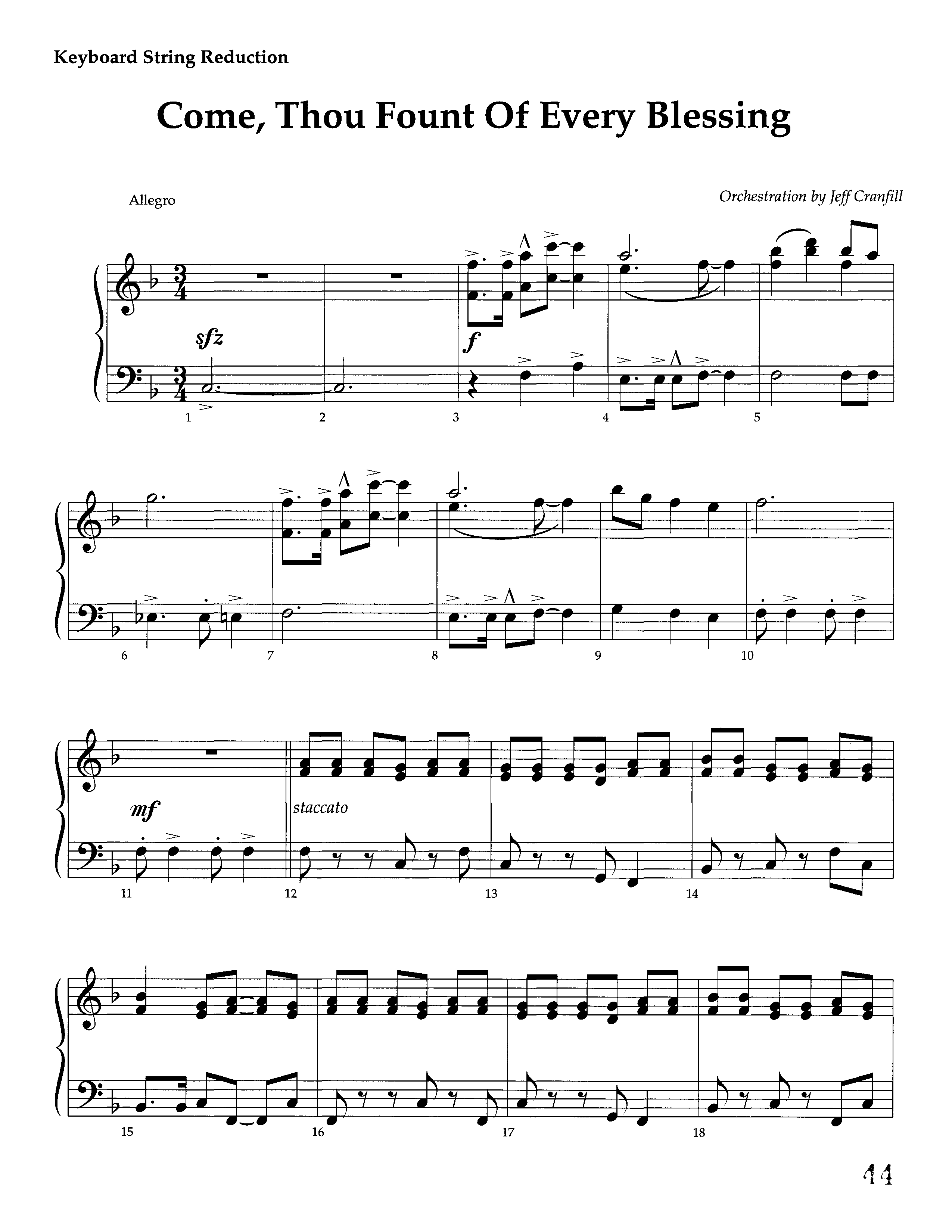 Come Thou Fount Of Every Blessing (Instrumental) String Reduction (Lifeway Worship / Arr. Jeff Cranfill)