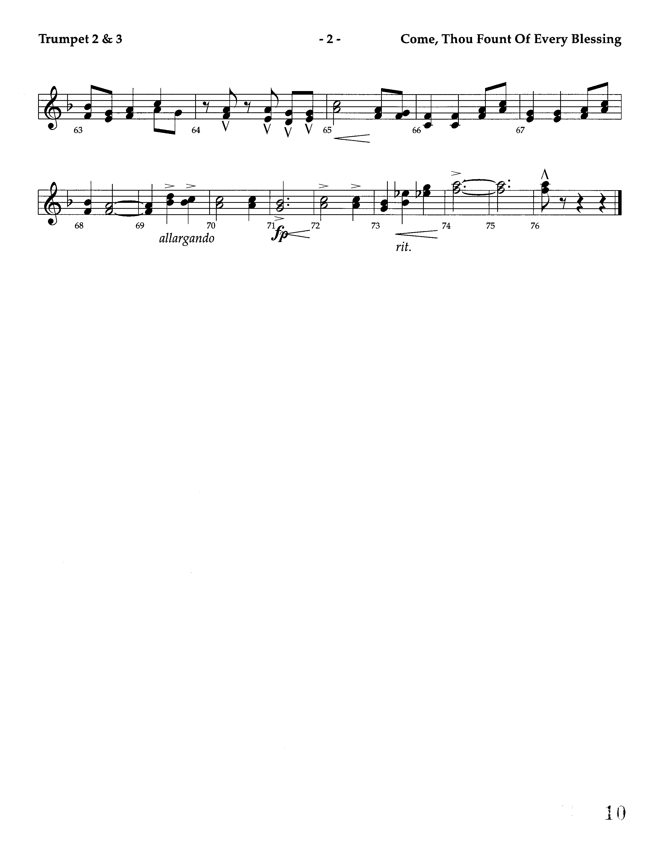 Come Thou Fount Of Every Blessing (Instrumental) Trumpet 2/3 (Lifeway Worship / Arr. Jeff Cranfill)