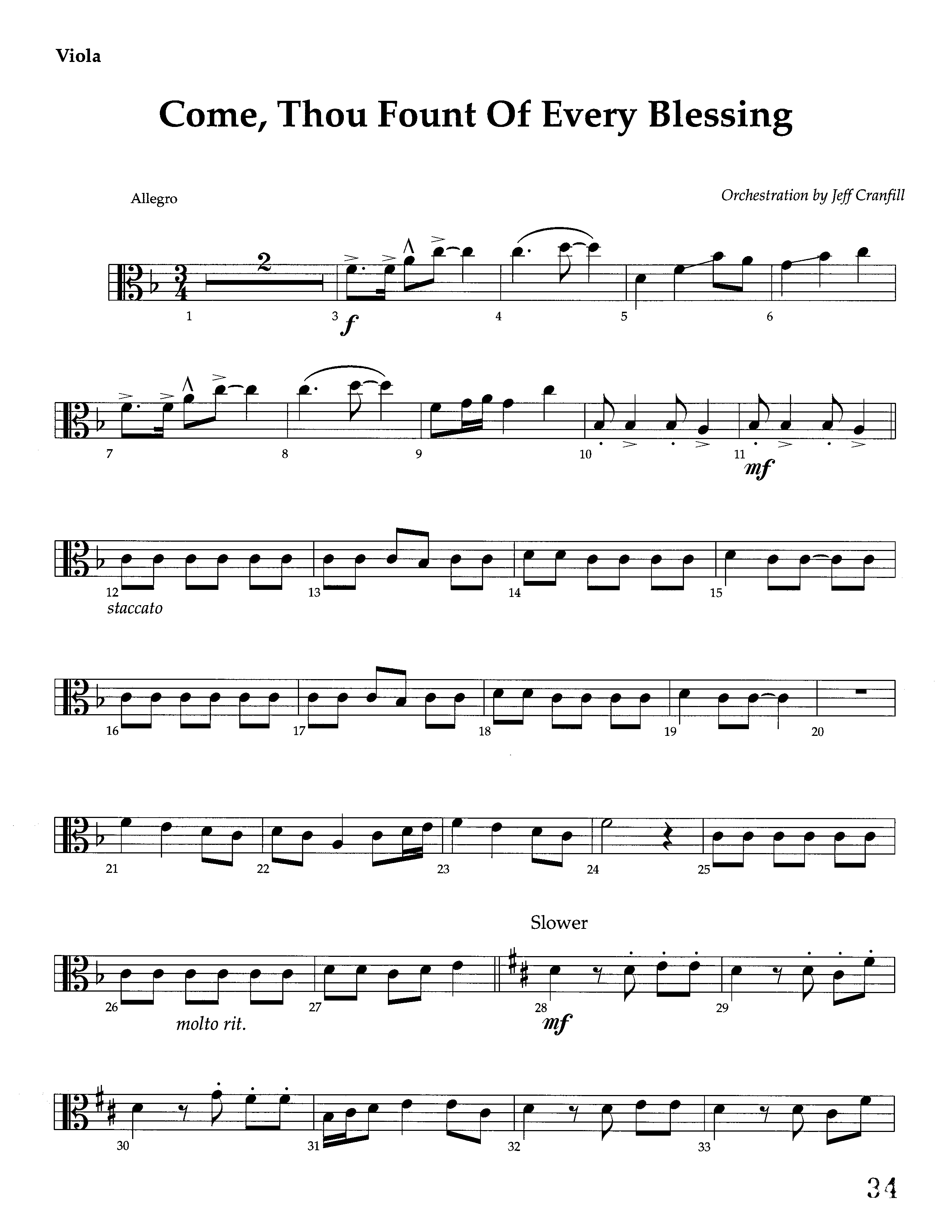 Come Thou Fount Of Every Blessing (Instrumental) Viola (Lifeway Worship / Arr. Jeff Cranfill)