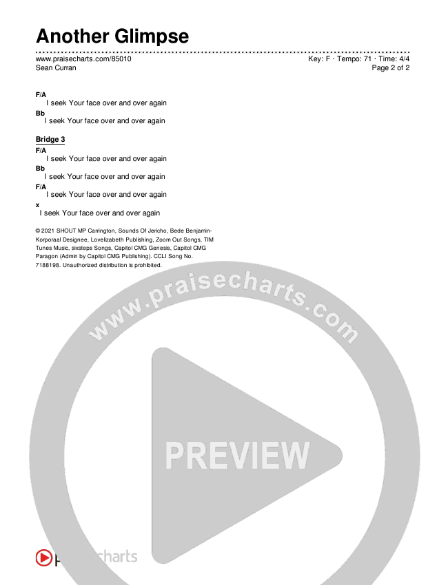 Another Glimpse Chords & Lyrics (Sean Curran)