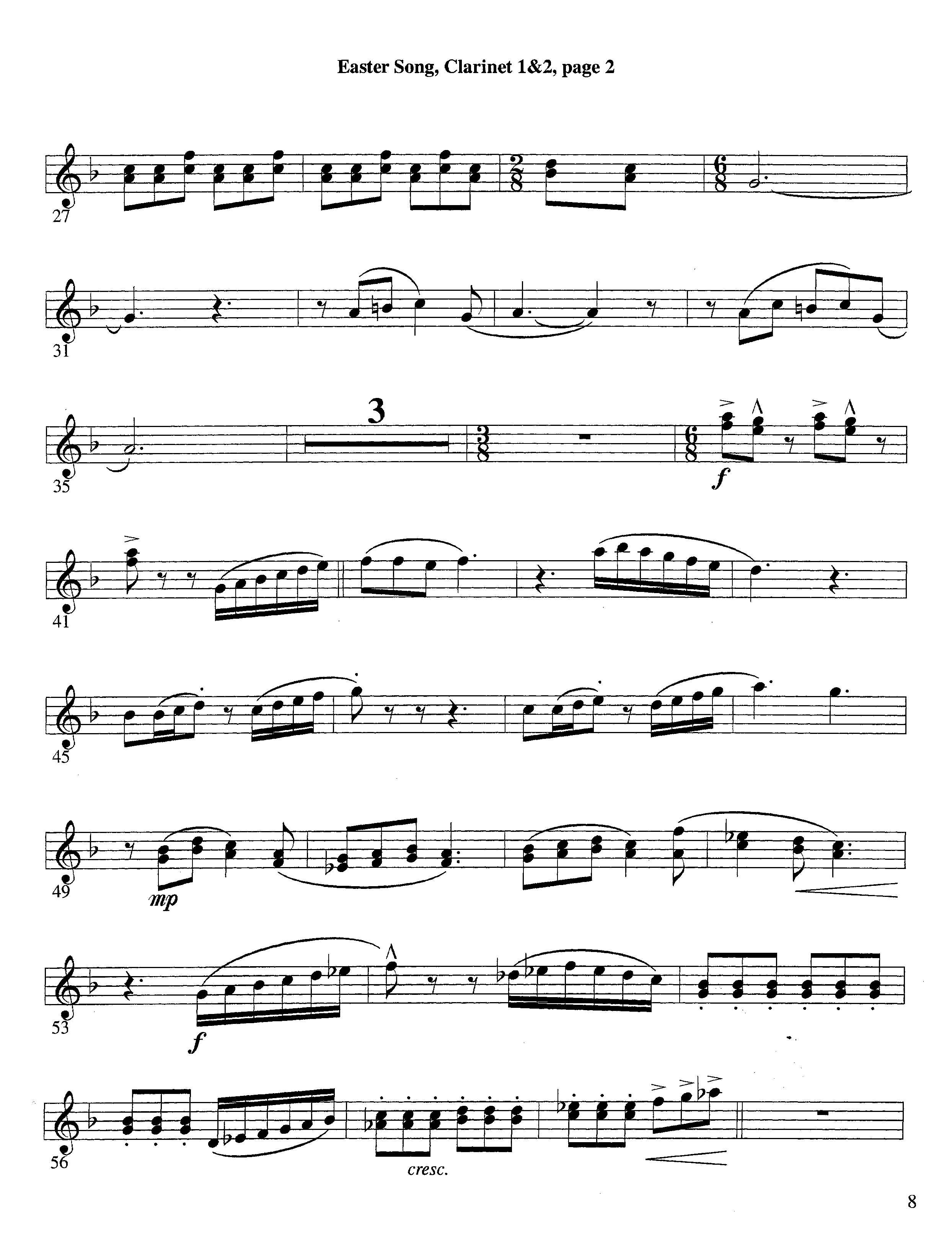 Easter Song (Instrumental) Clarinet 1/2 (Lifeway Worship / Arr. Steve Dunn)