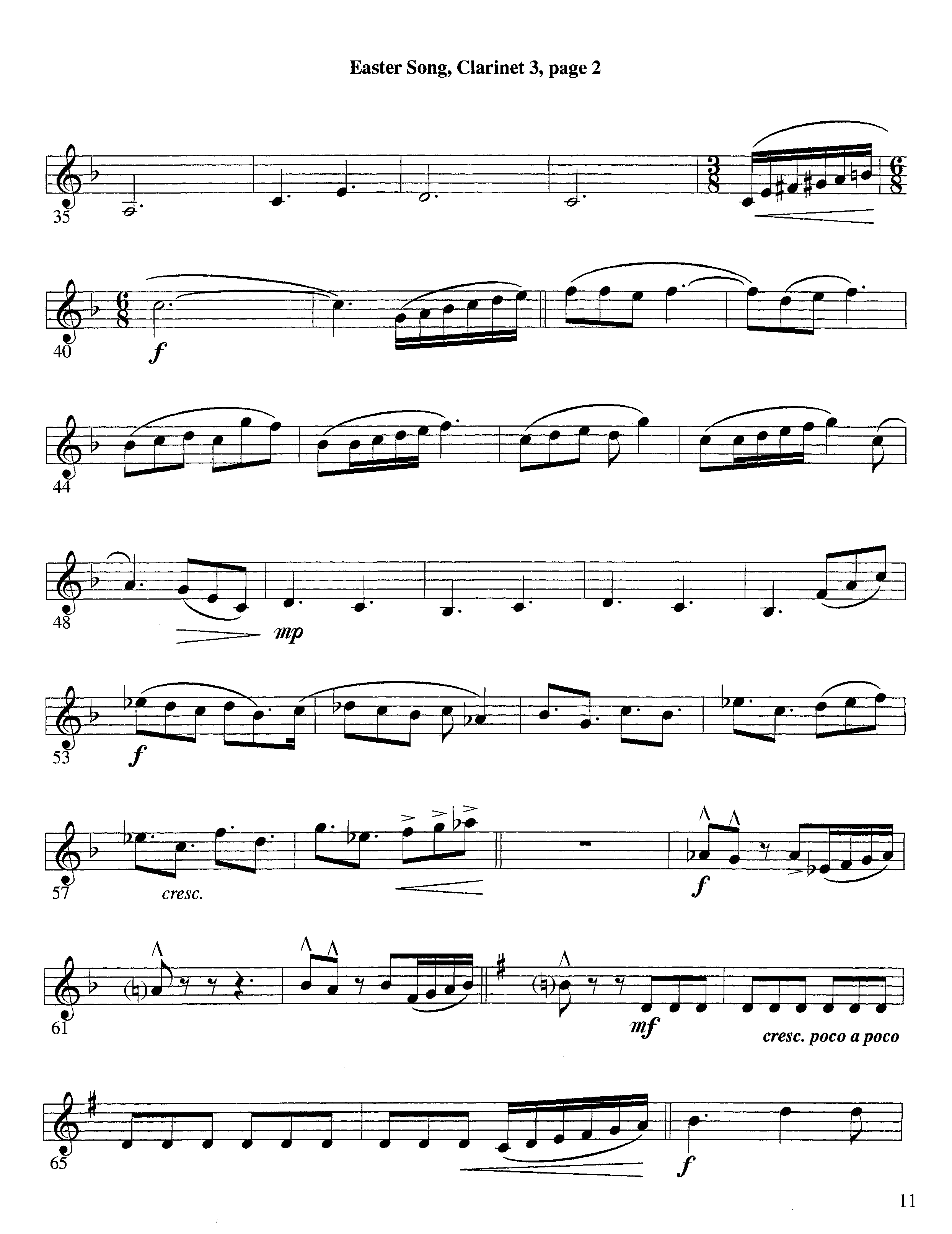 Easter Song (Instrumental) Clarinet 3 (Lifeway Worship / Arr. Steve Dunn)