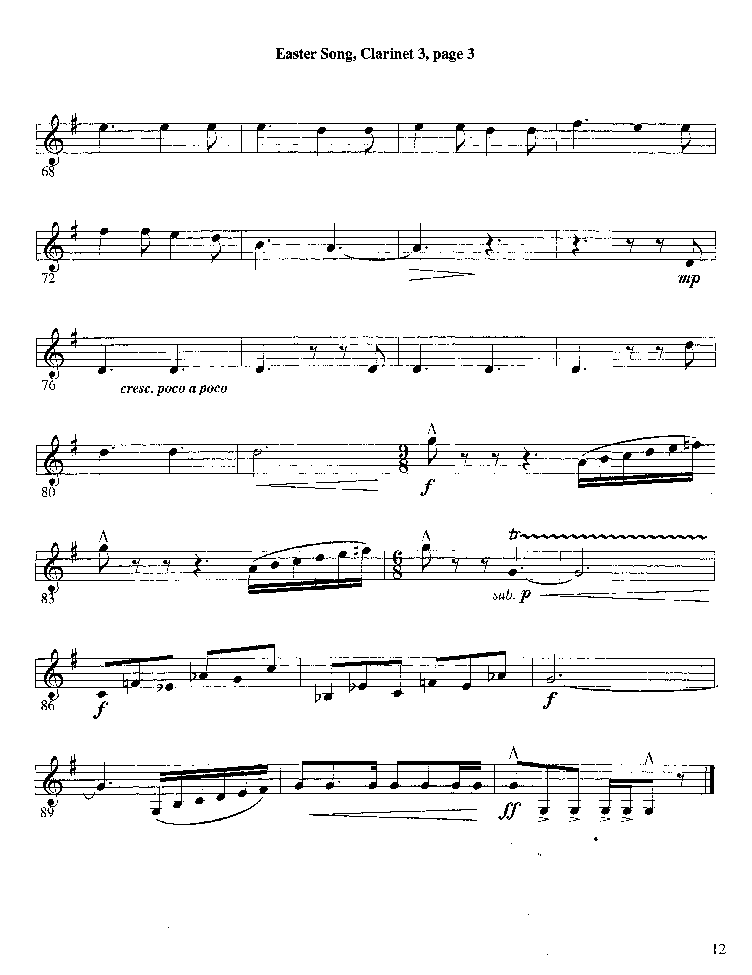 Easter Song (Instrumental) Clarinet 3 (Lifeway Worship / Arr. Steve Dunn)