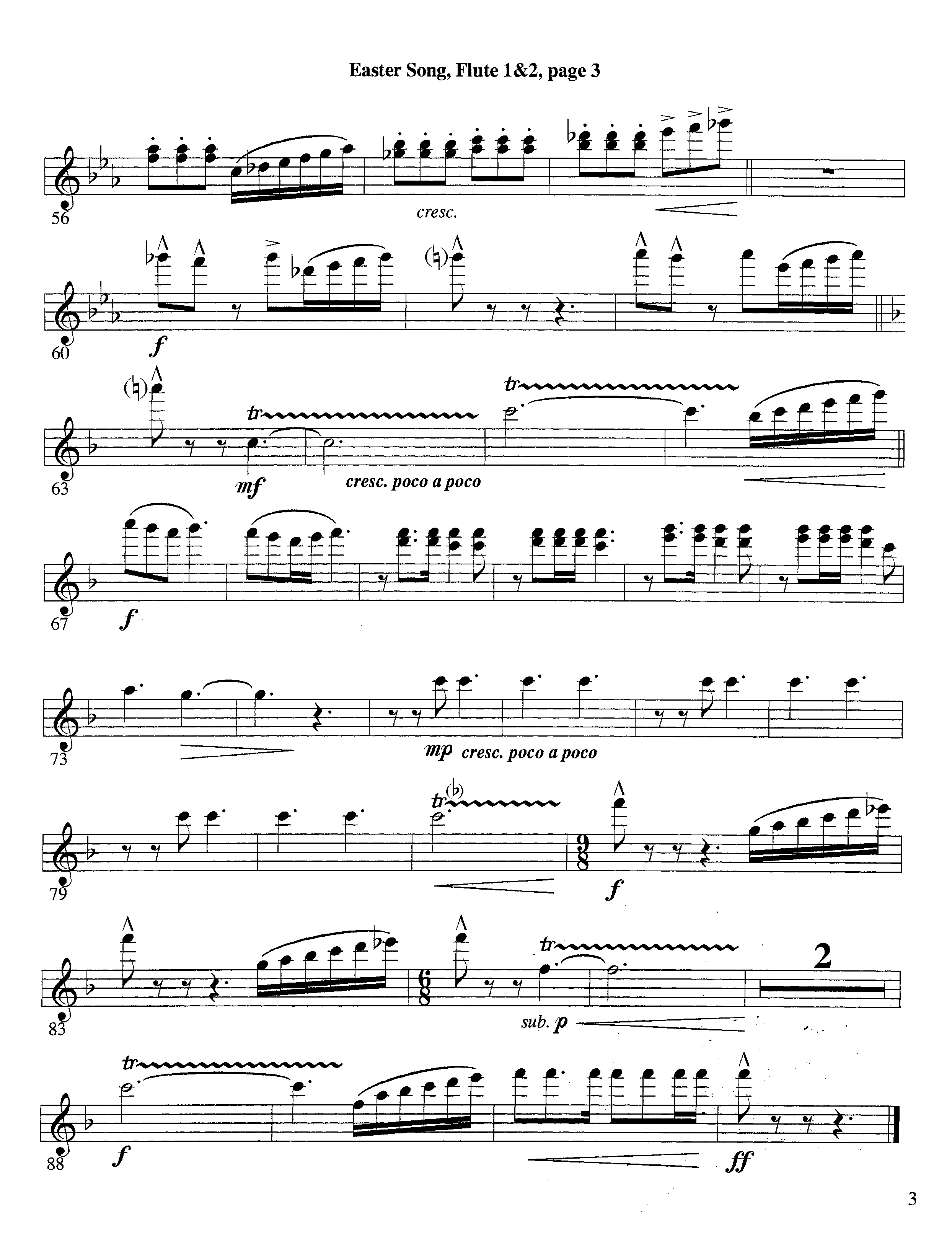 Easter Song (Instrumental) Flute 1/2 (Lifeway Worship / Arr. Steve Dunn)