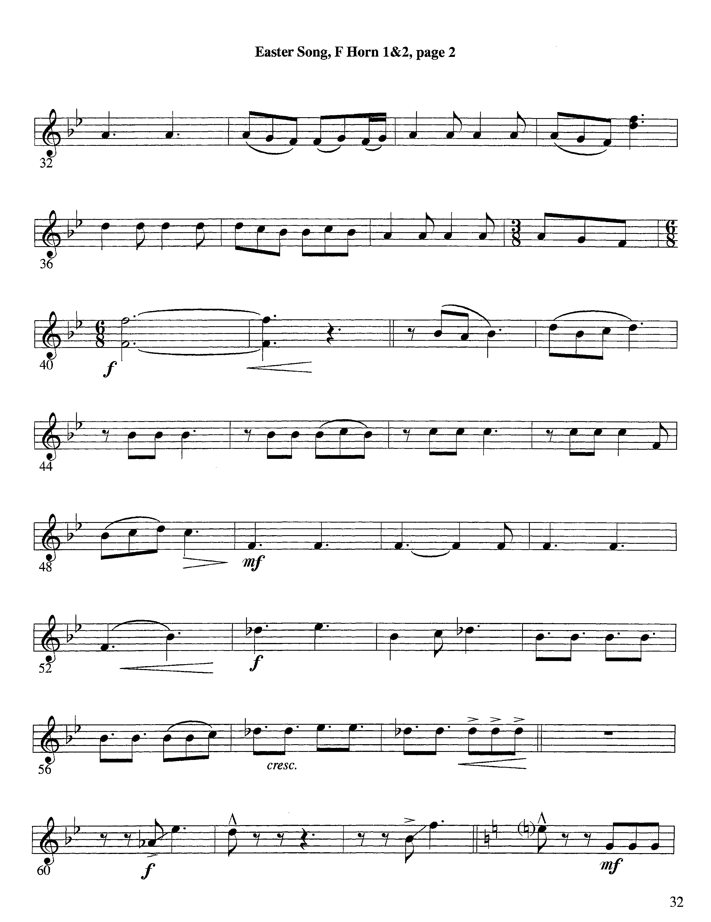 Easter Song (Instrumental) French Horn 1/2 (Lifeway Worship / Arr. Steve Dunn)