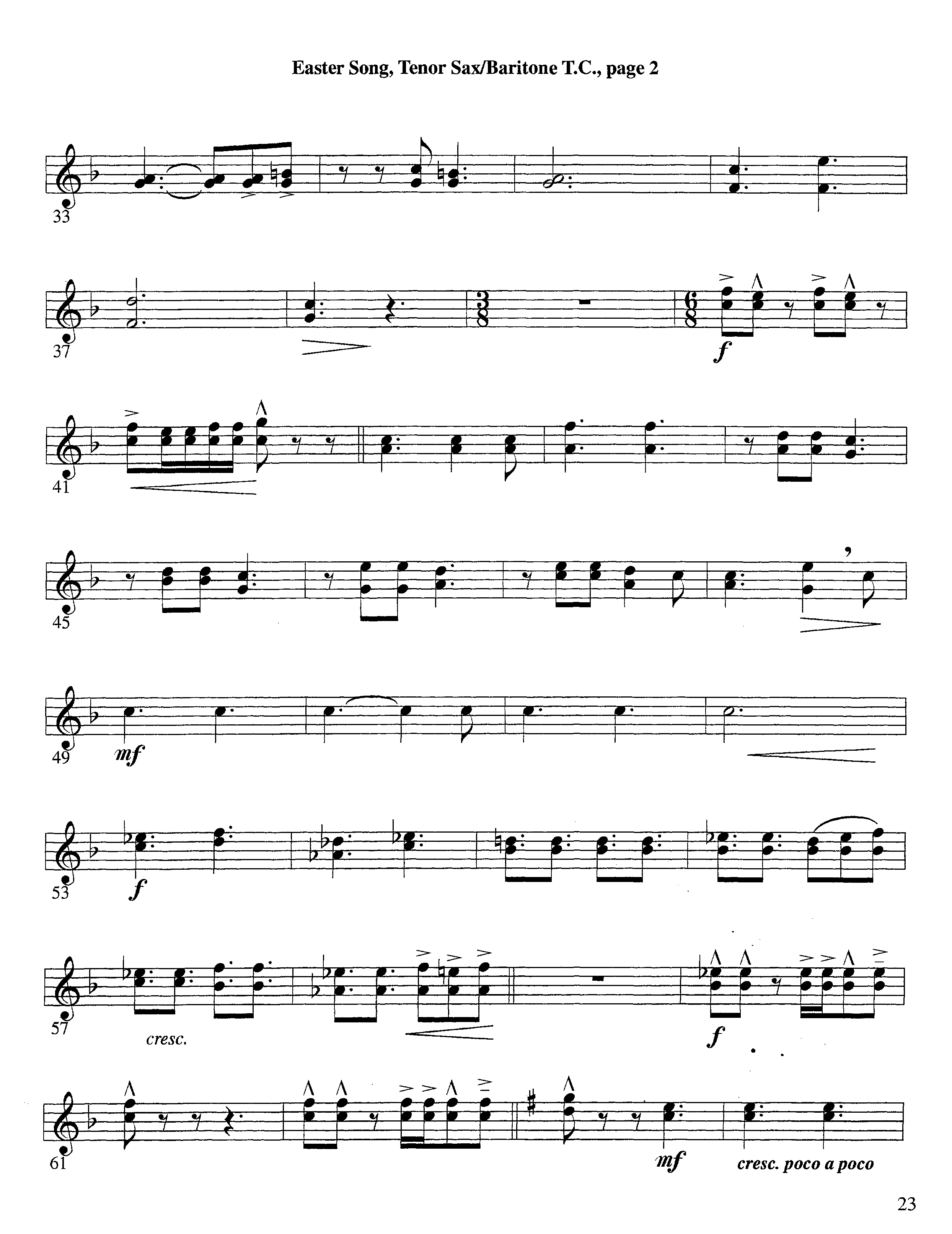Easter Song (Instrumental) Tenor Sax/Baritone T.C. (Lifeway Worship / Arr. Steve Dunn)