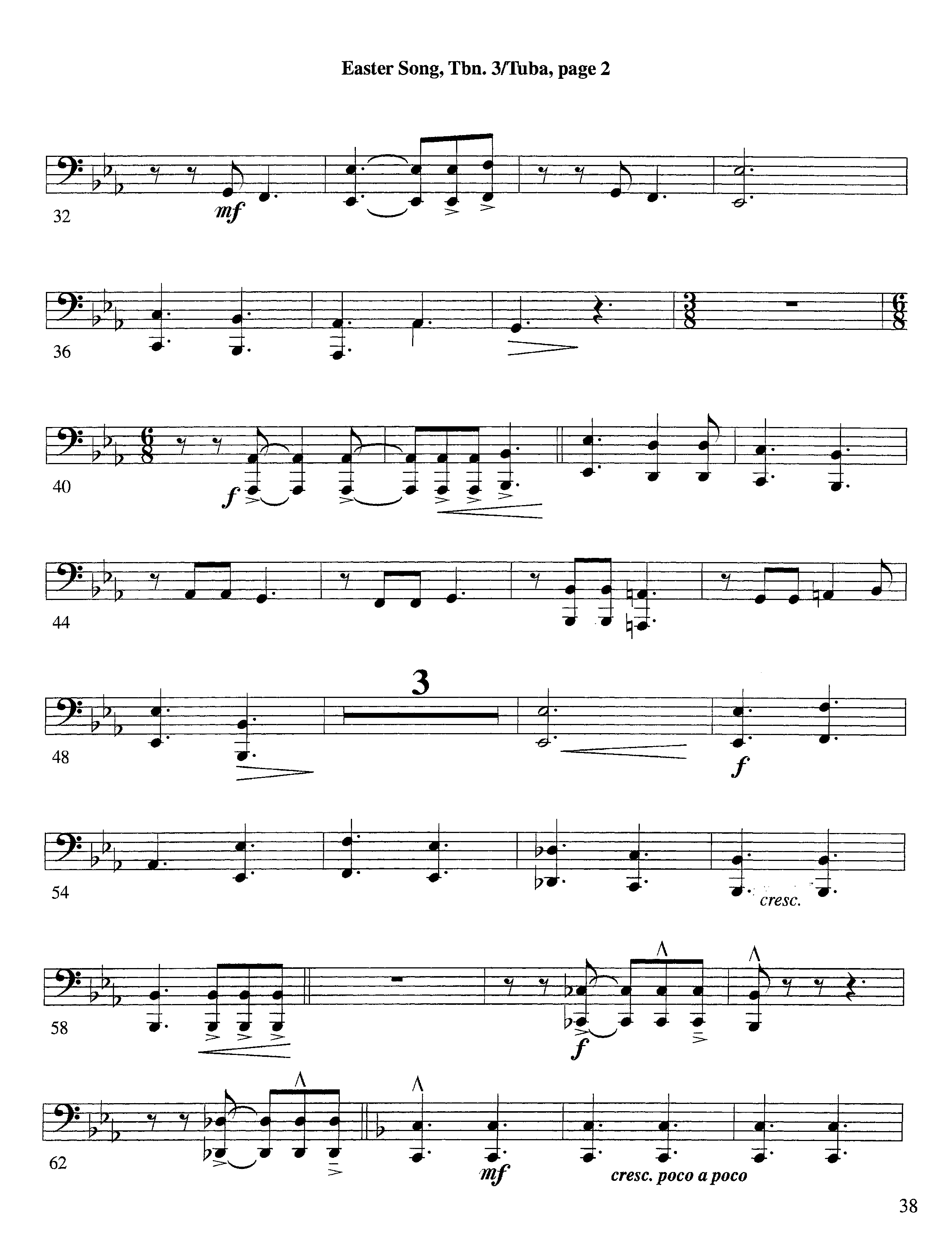 Easter Song (Instrumental) Trombone 3/Tuba (Lifeway Worship / Arr. Steve Dunn)