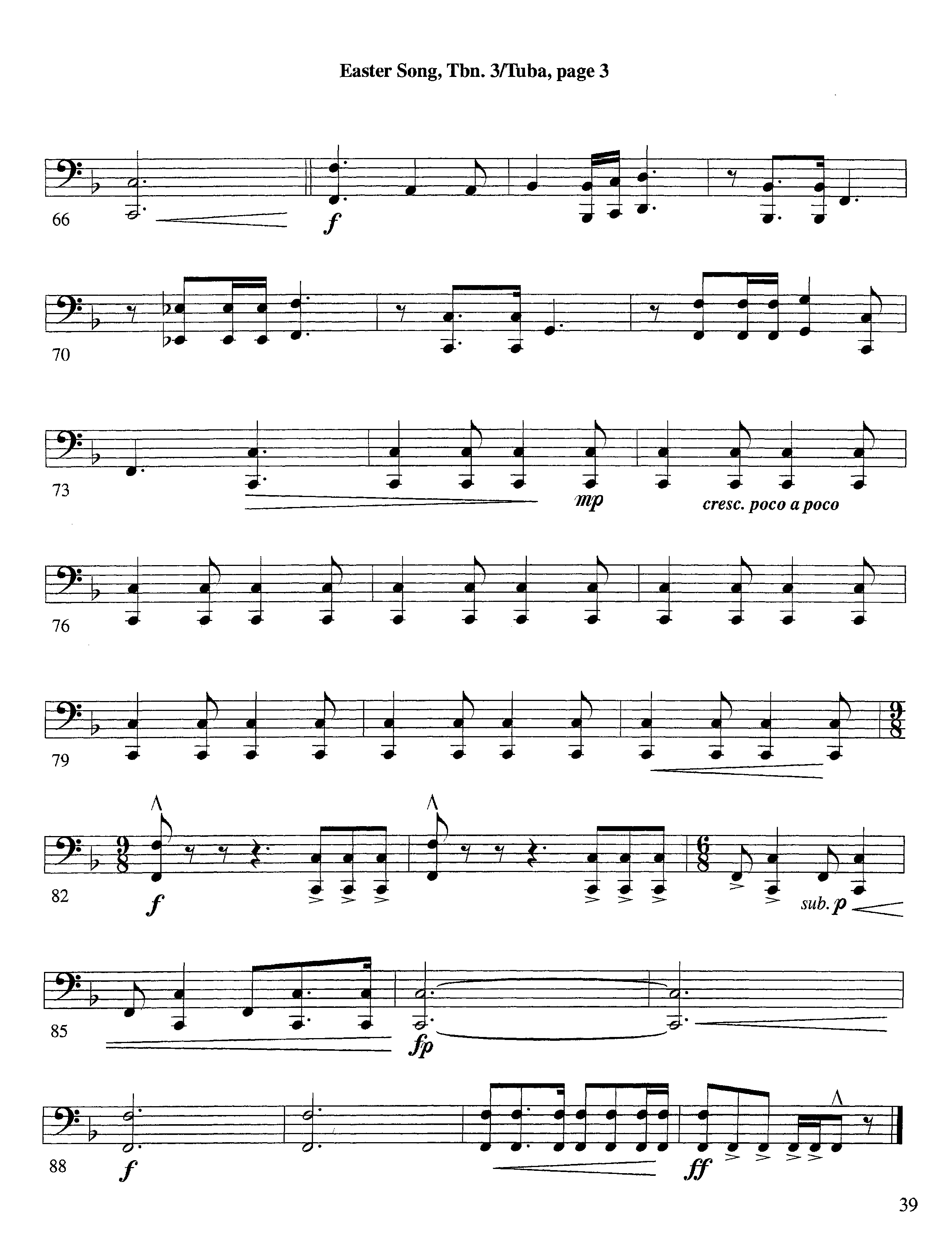 Easter Song (Instrumental) Trombone 3/Tuba (Lifeway Worship / Arr. Steve Dunn)