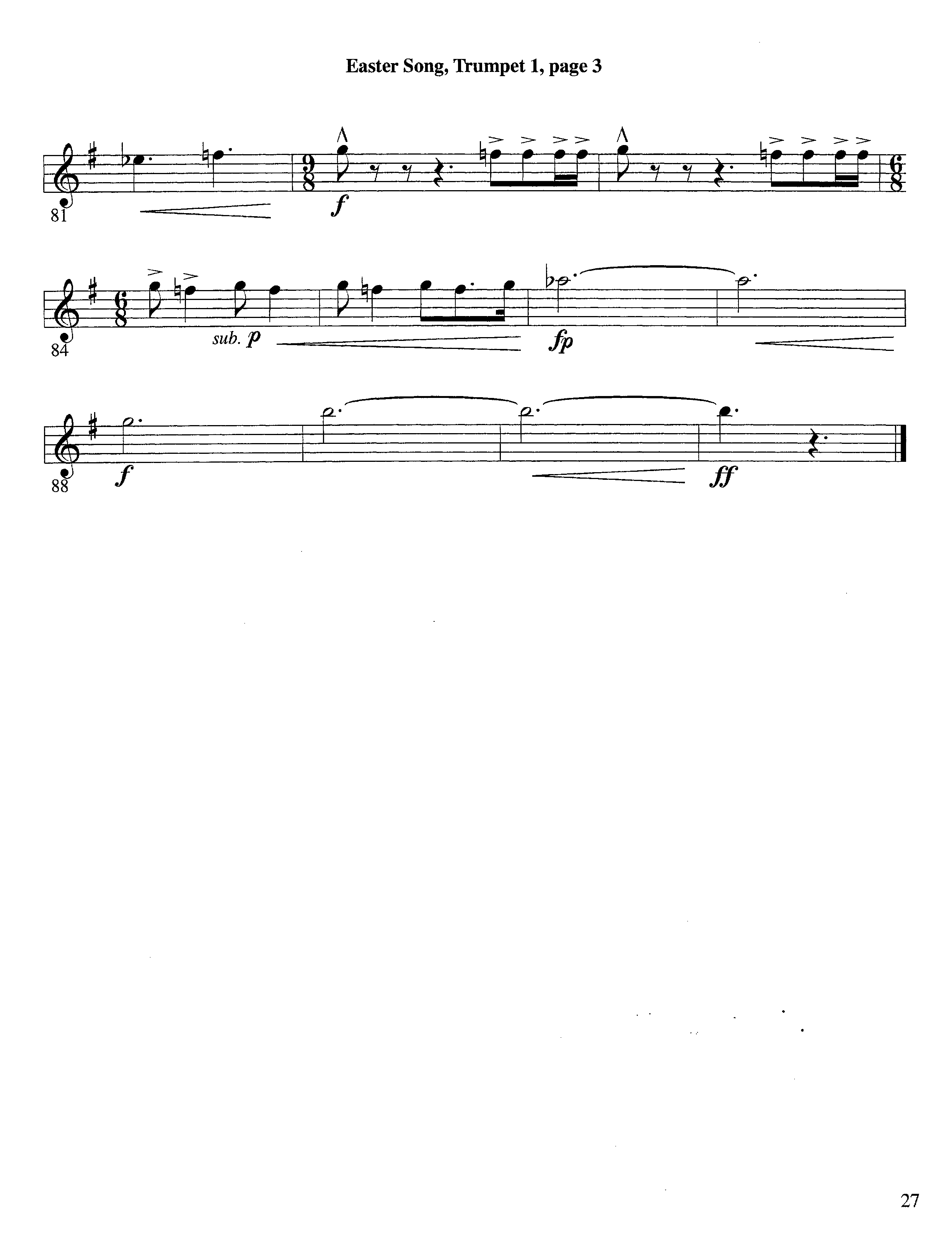 Easter Song (Instrumental) Trumpet 1 (Lifeway Worship / Arr. Steve Dunn)
