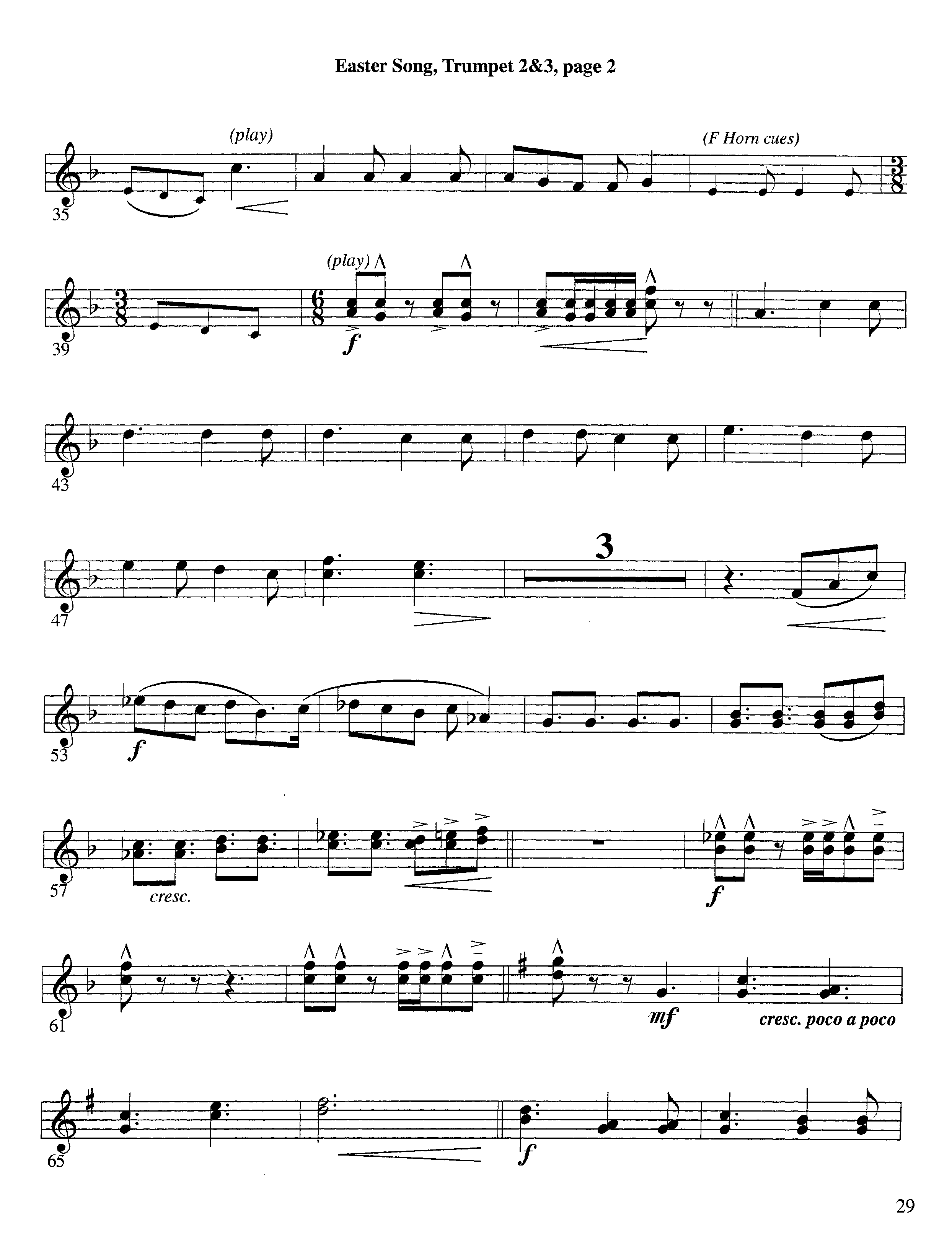Easter Song (Instrumental) Trumpet 2/3 (Lifeway Worship / Arr. Steve Dunn)