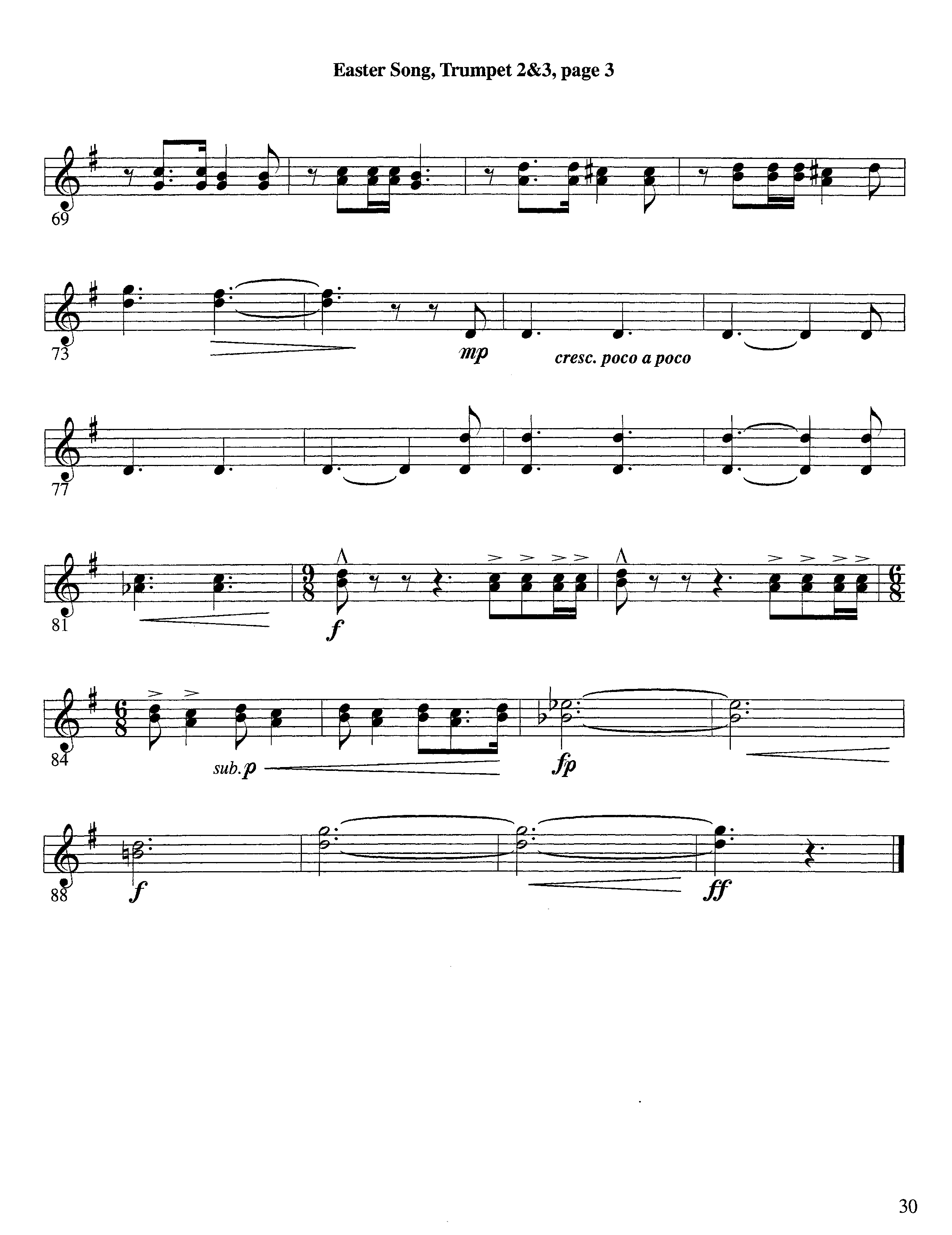 Easter Song (Instrumental) Trumpet 2/3 (Lifeway Worship / Arr. Steve Dunn)