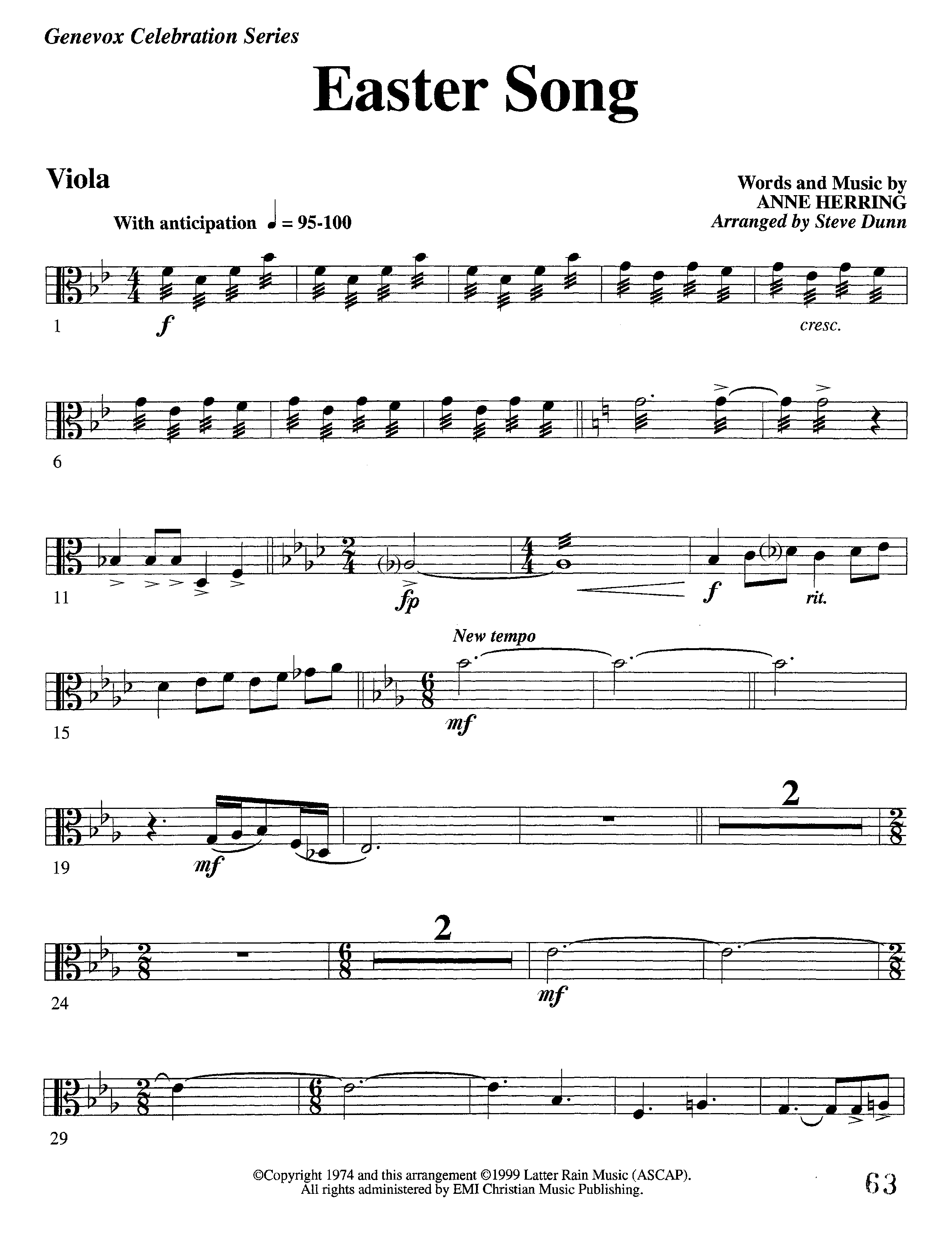 Easter Song (Instrumental) Viola (Lifeway Worship / Arr. Steve Dunn)