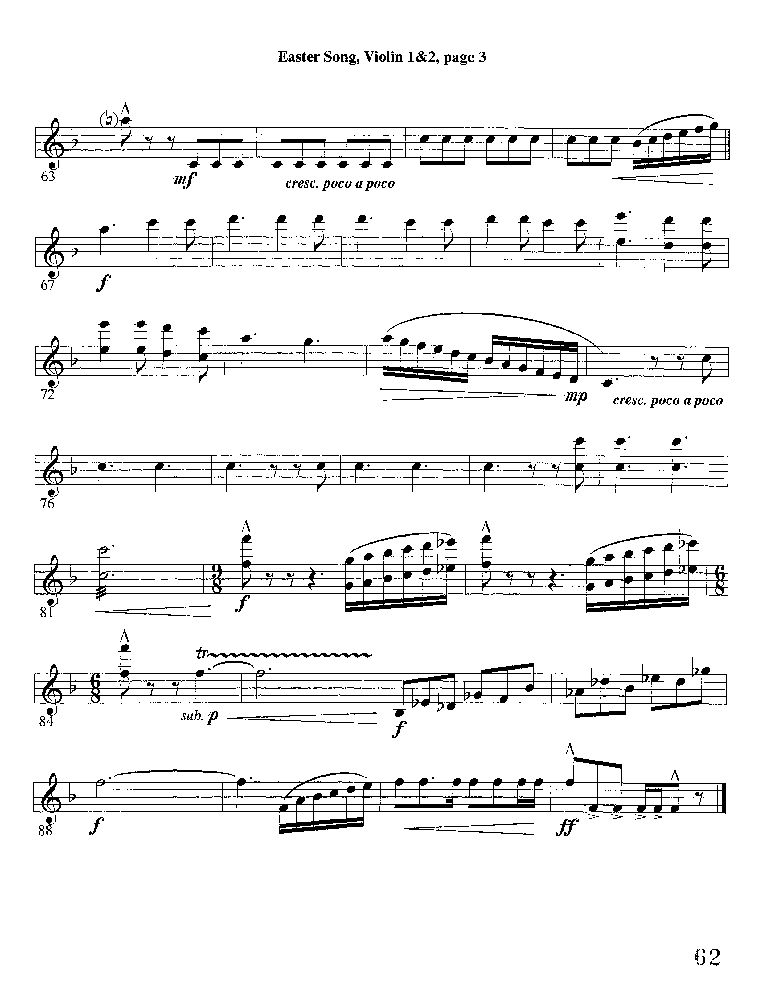 Easter Song (Instrumental) Violin 1/2 (Lifeway Worship / Arr. Steve Dunn)