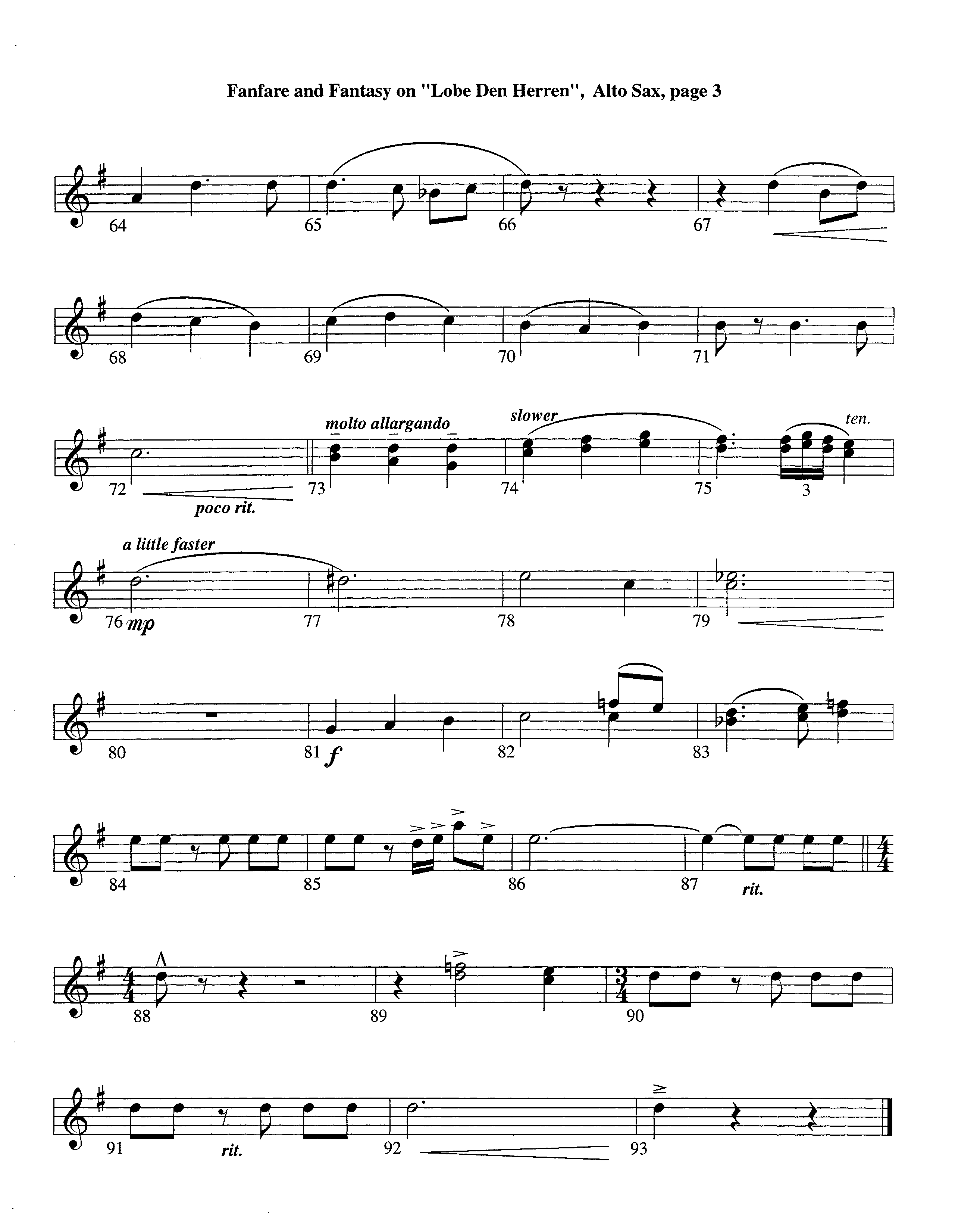 Fanfare and Fantasy on Lobe Den Herren (Instrumental) Alto Sax (Lifeway Worship / Arr. Ed Dickinson)