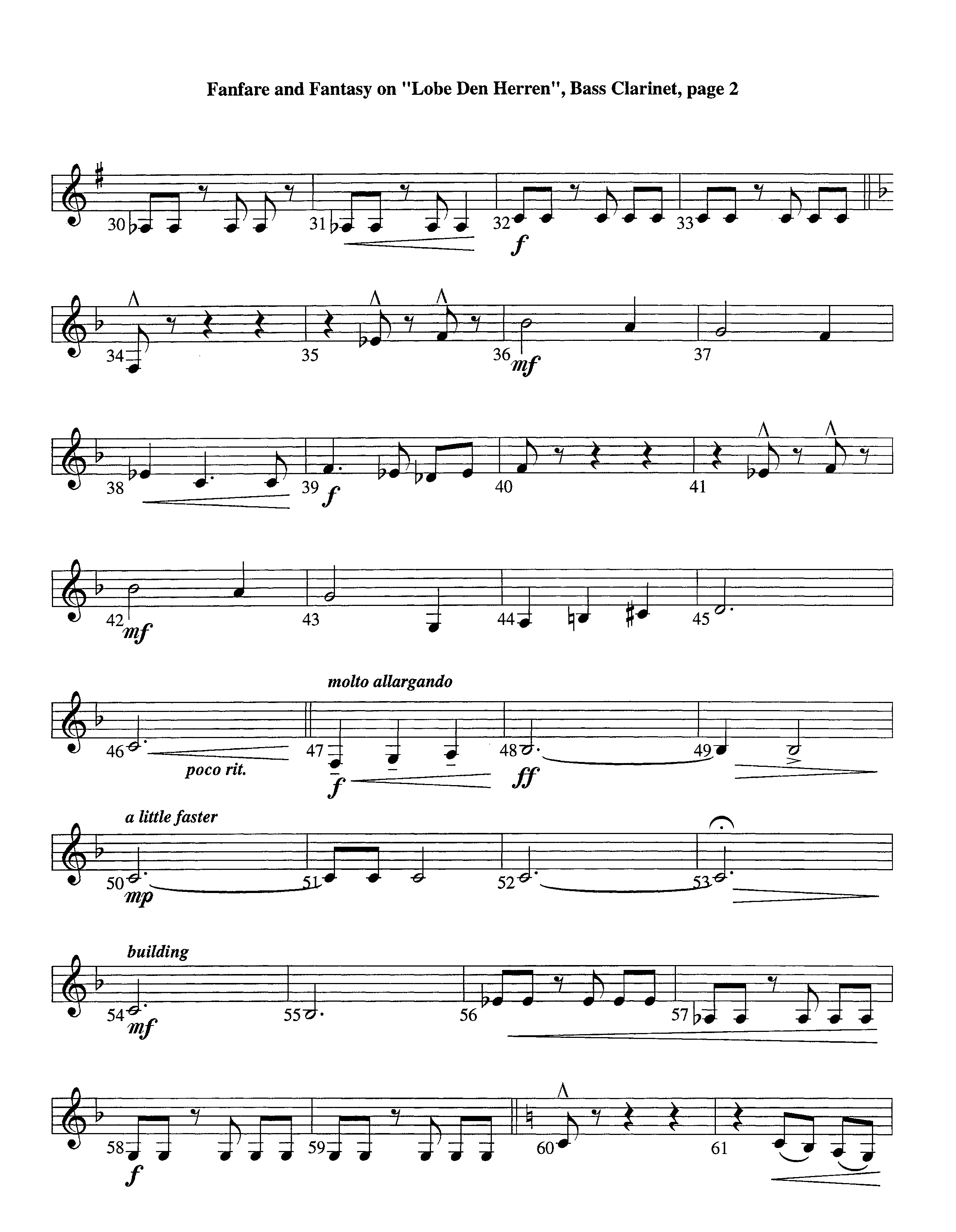 Fanfare and Fantasy on Lobe Den Herren (Instrumental) Bass Clarinet (Lifeway Worship / Arr. Ed Dickinson)