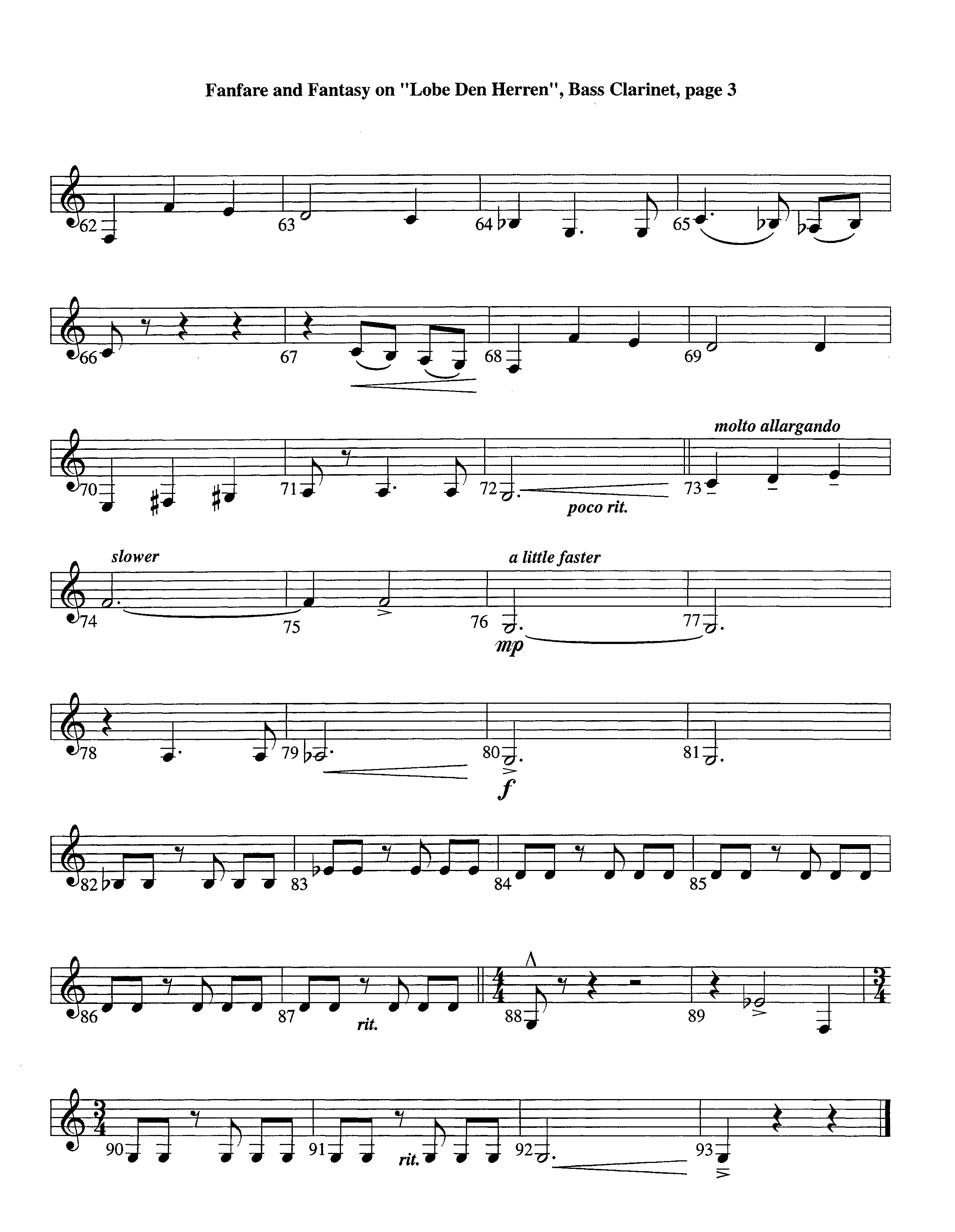 Fanfare and Fantasy on Lobe Den Herren (Instrumental) Bass Clarinet (Lifeway Worship / Arr. Ed Dickinson)