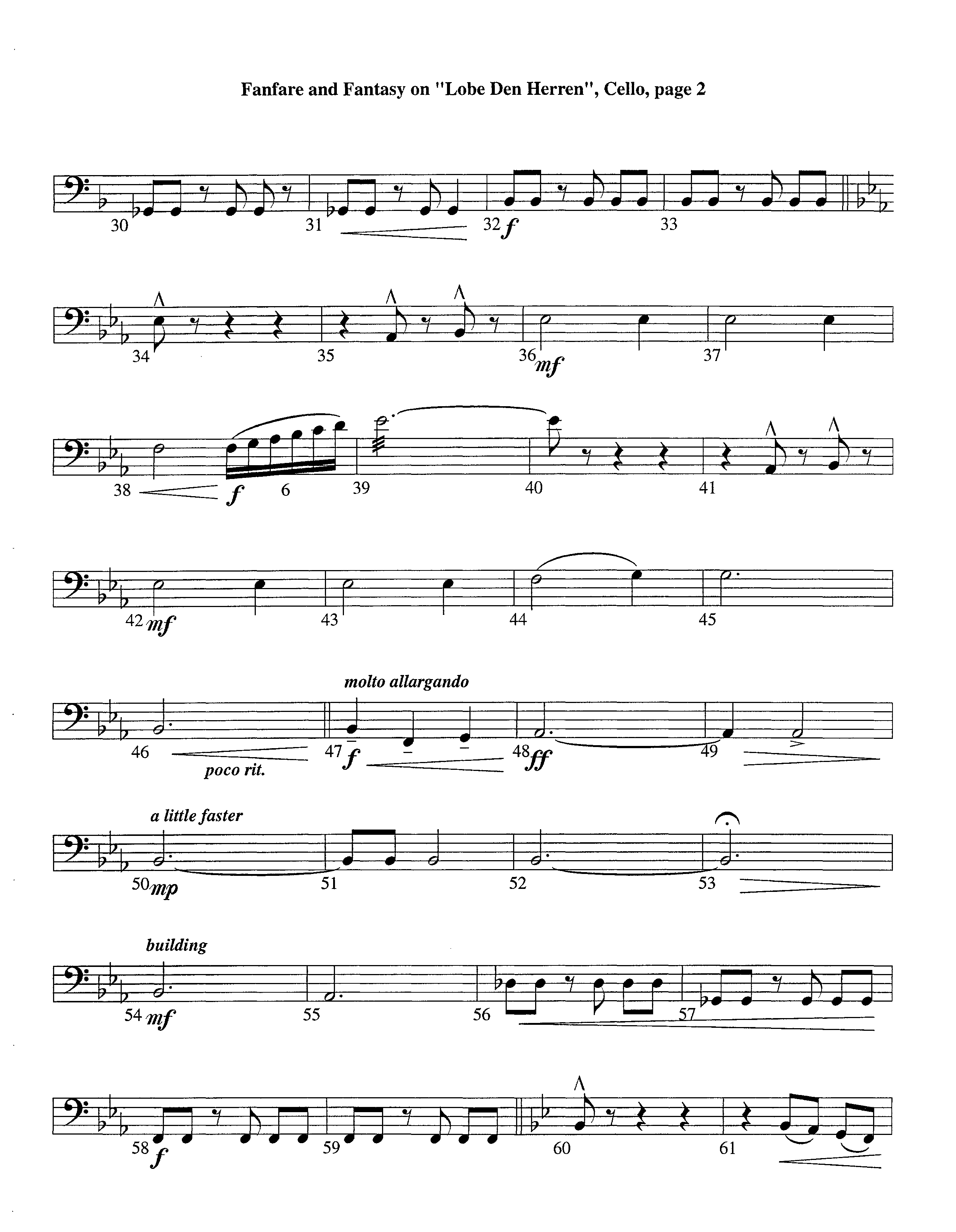 Fanfare and Fantasy on Lobe Den Herren (Instrumental) Cello (Lifeway Worship / Arr. Ed Dickinson)