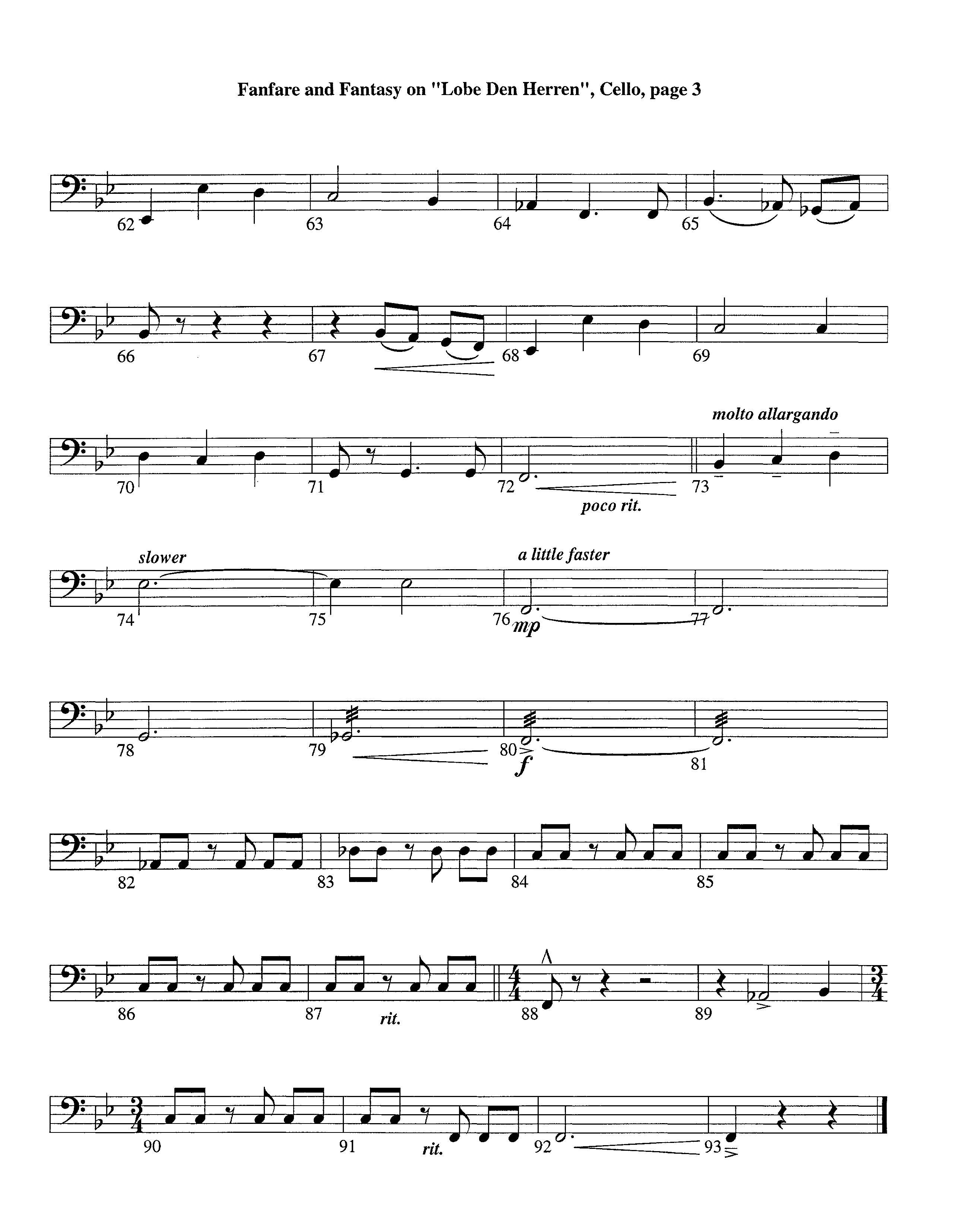 Fanfare and Fantasy on Lobe Den Herren (Instrumental) Cello (Lifeway Worship / Arr. Ed Dickinson)