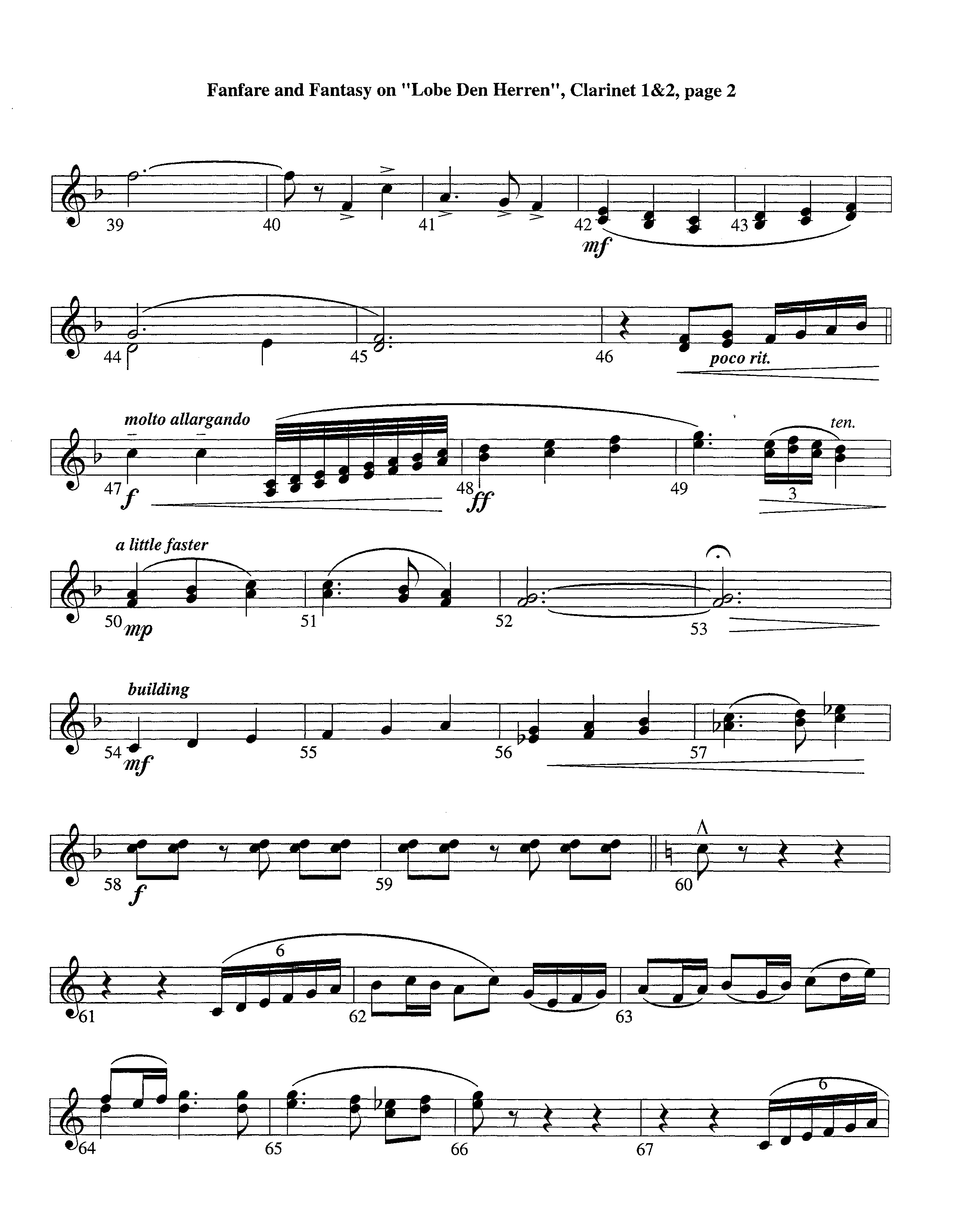 Fanfare and Fantasy on Lobe Den Herren (Instrumental) Clarinet 1/2 (Lifeway Worship / Arr. Ed Dickinson)
