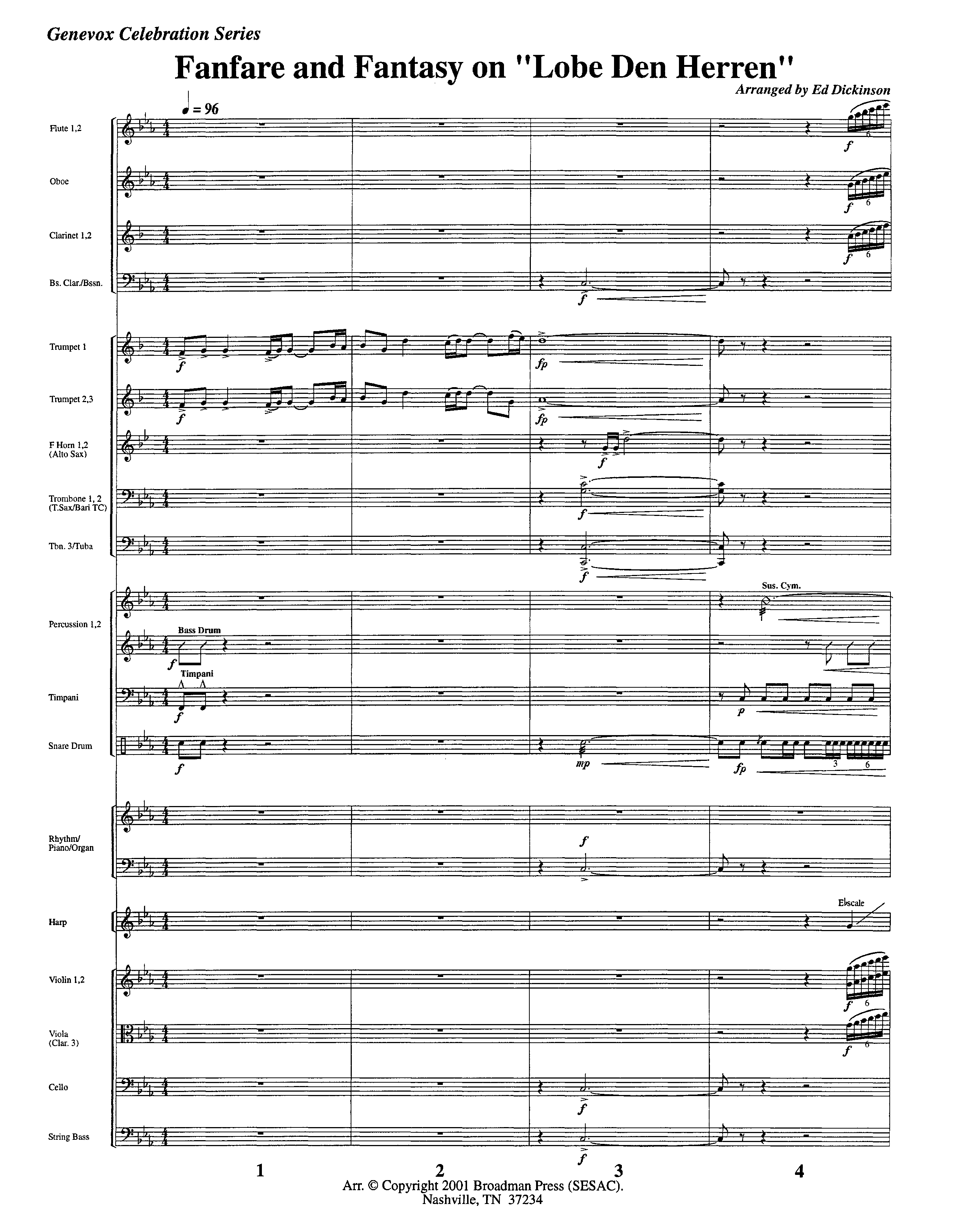 Fanfare and Fantasy on Lobe Den Herren (Instrumental) Orchestration (Lifeway Worship / Arr. Ed Dickinson)