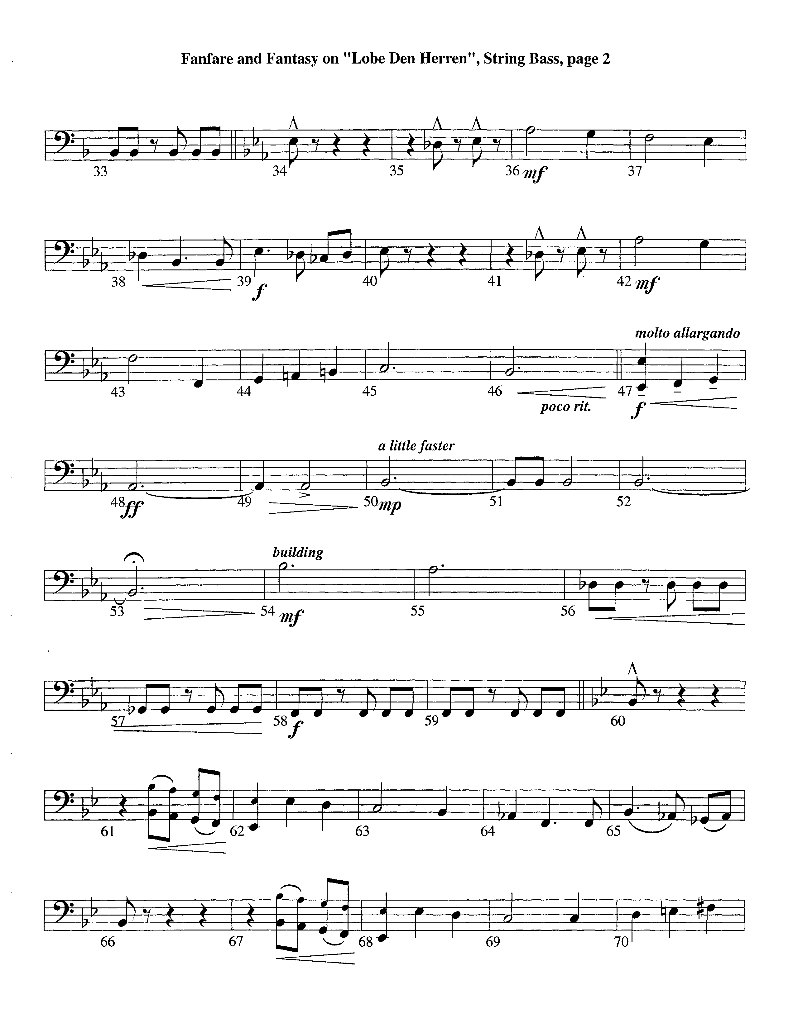 Fanfare and Fantasy on Lobe Den Herren (Instrumental) Double Bass (Lifeway Worship / Arr. Ed Dickinson)