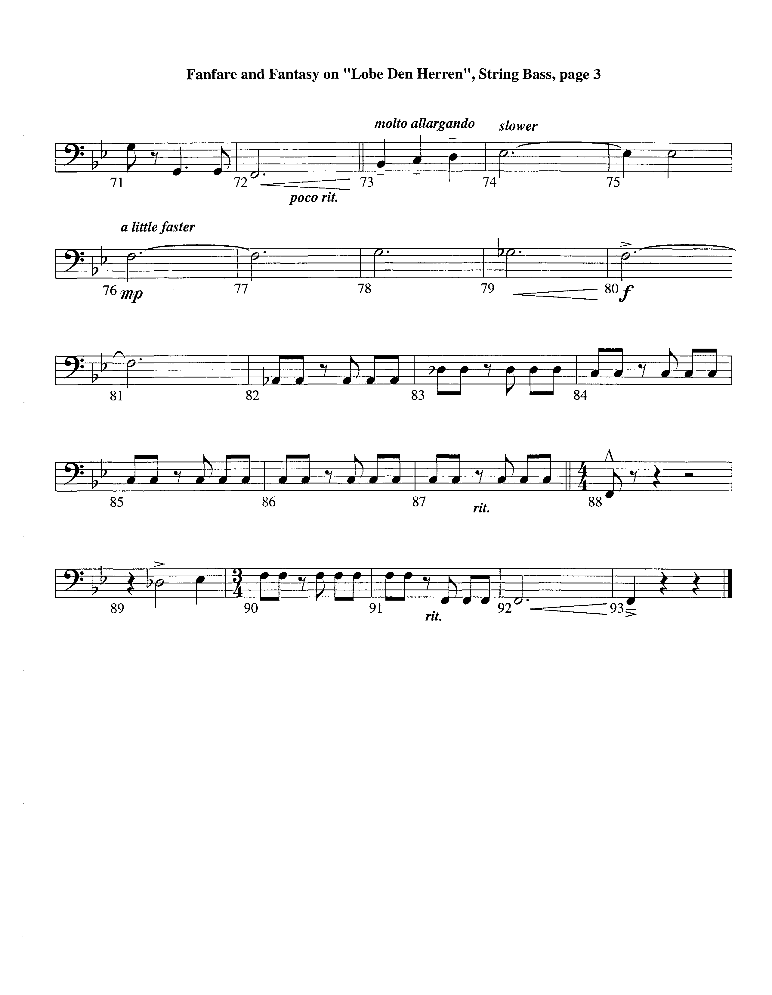 Fanfare and Fantasy on Lobe Den Herren (Instrumental) Double Bass (Lifeway Worship / Arr. Ed Dickinson)