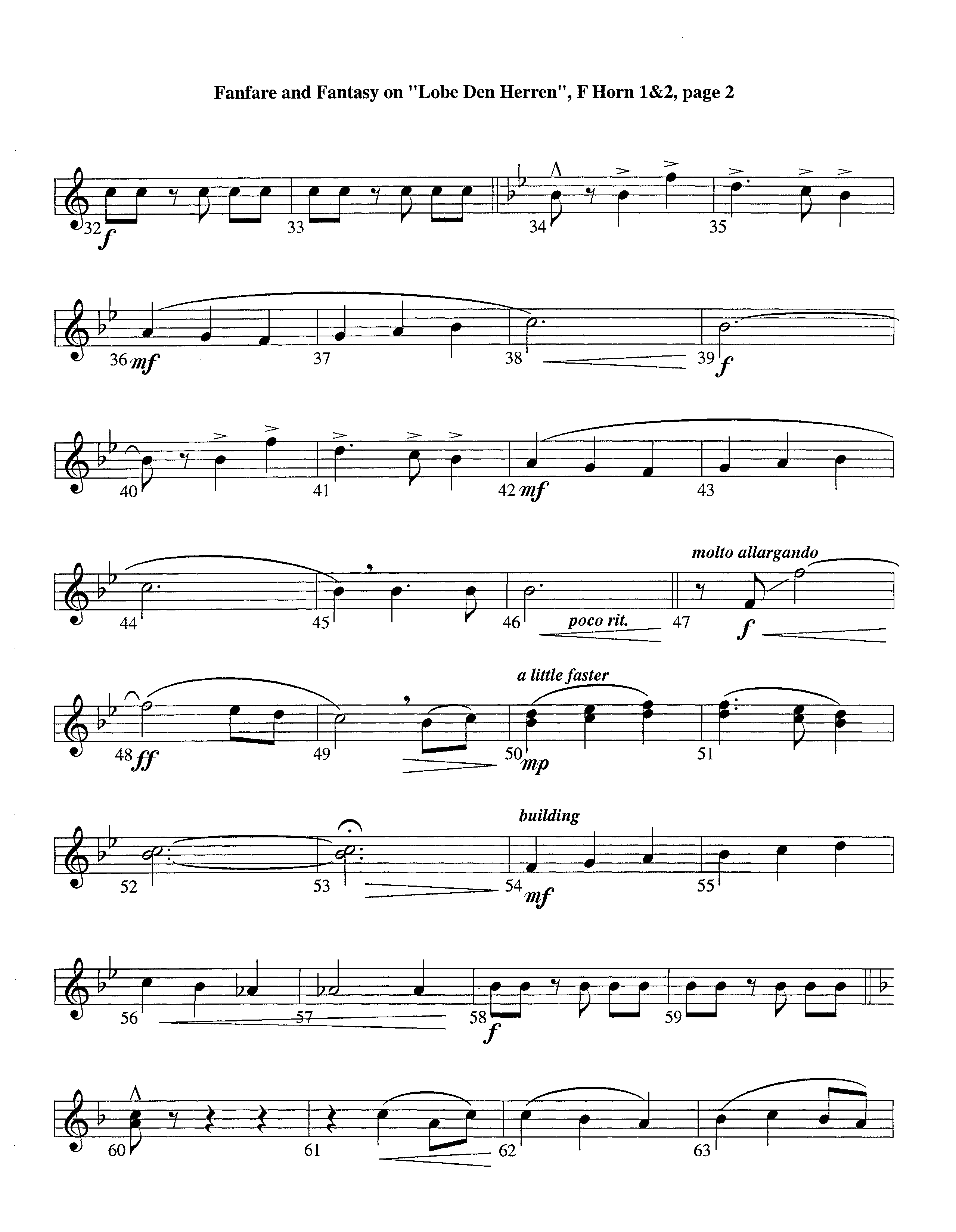 Fanfare and Fantasy on Lobe Den Herren (Instrumental) French Horn 1/2 (Lifeway Worship / Arr. Ed Dickinson)