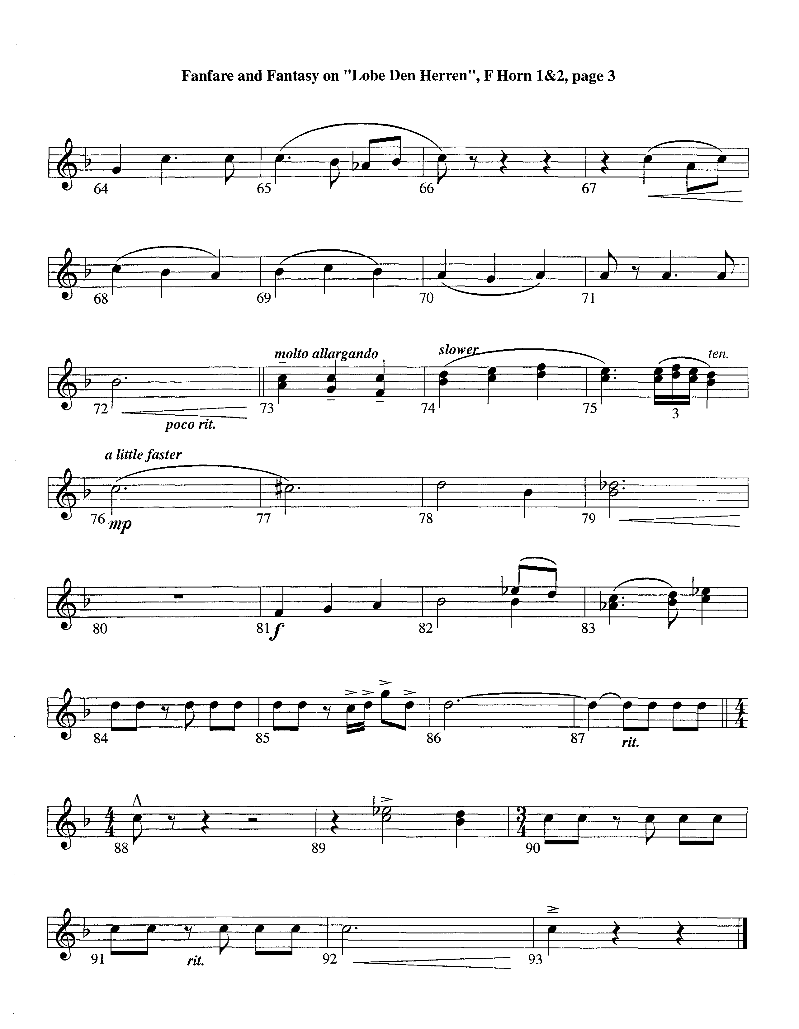 Fanfare and Fantasy on Lobe Den Herren (Instrumental) French Horn 1/2 (Lifeway Worship / Arr. Ed Dickinson)