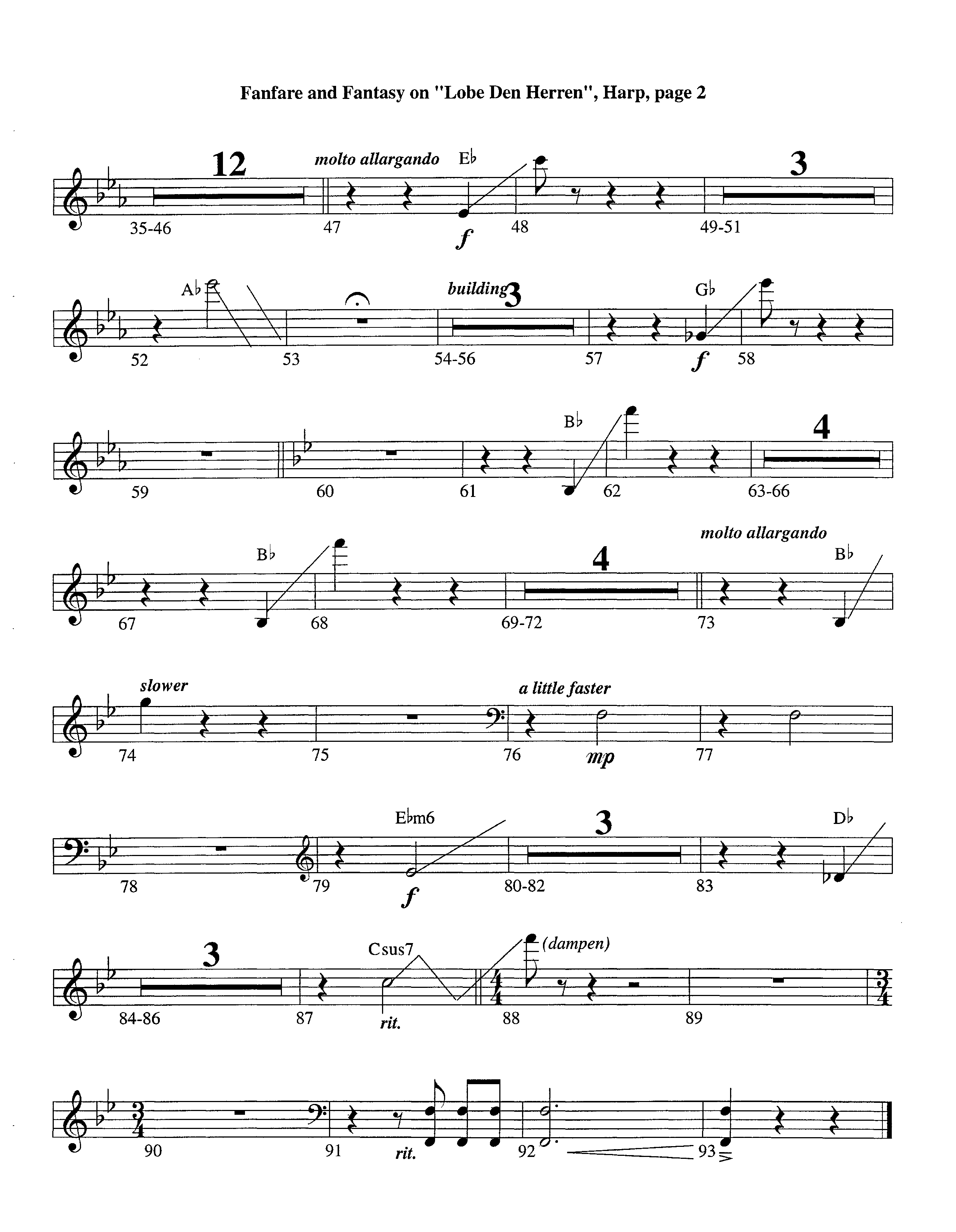 Fanfare and Fantasy on Lobe Den Herren (Instrumental) Harp (Lifeway Worship / Arr. Ed Dickinson)