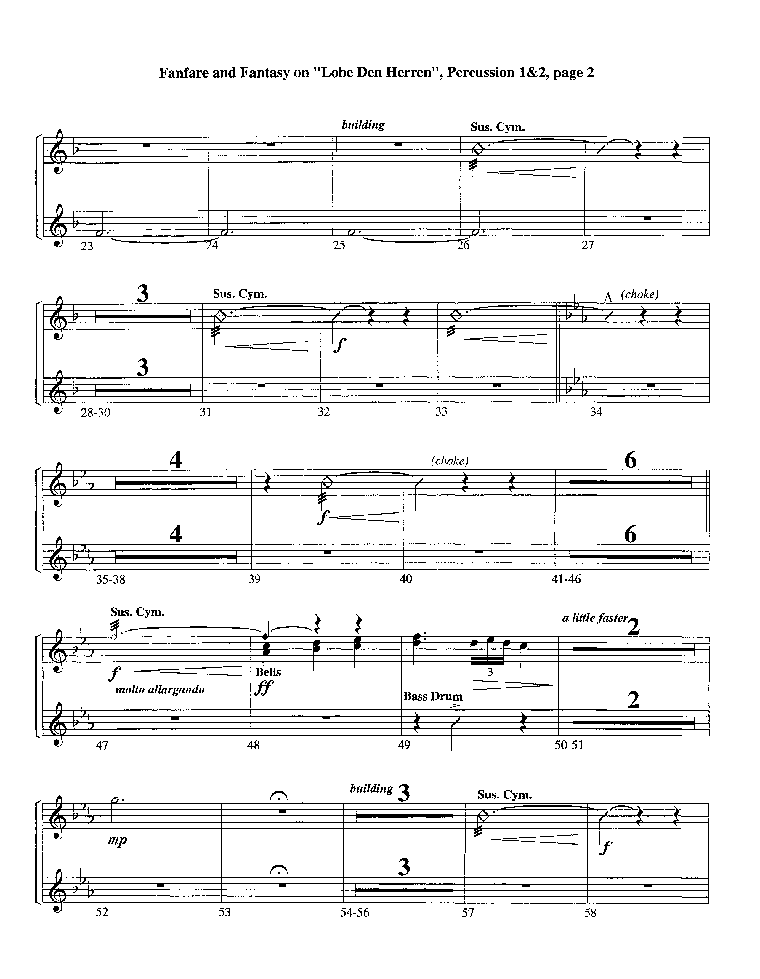 Fanfare and Fantasy on Lobe Den Herren (Instrumental) Percussion 1/2 (Lifeway Worship / Arr. Ed Dickinson)