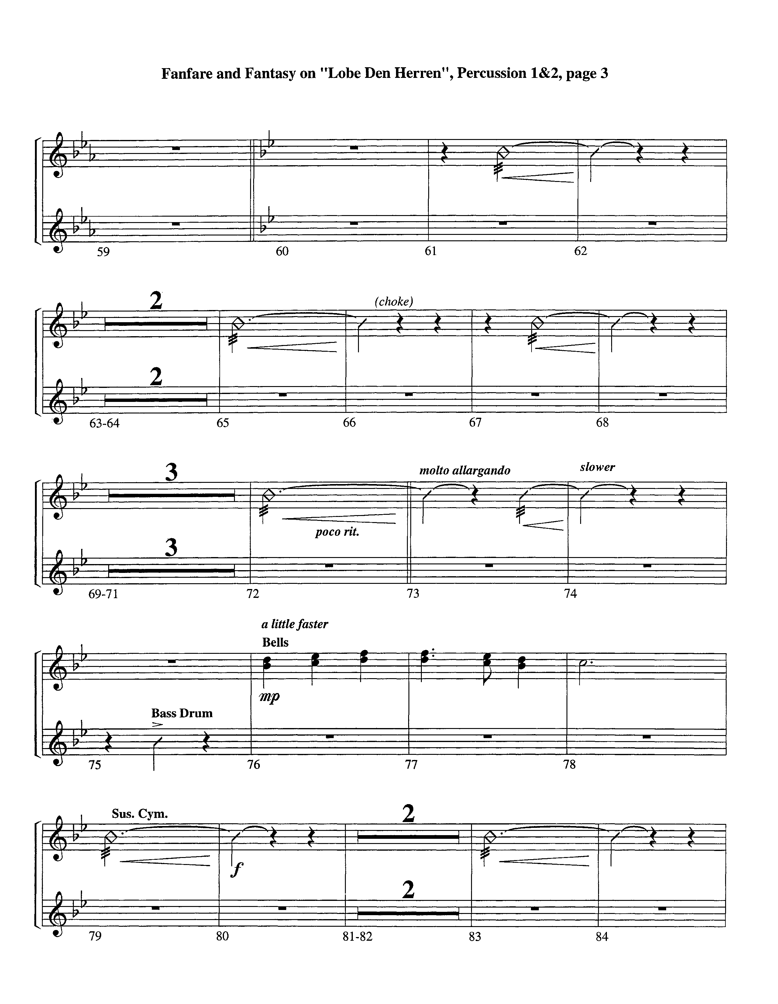 Fanfare and Fantasy on Lobe Den Herren (Instrumental) Percussion 1/2 (Lifeway Worship / Arr. Ed Dickinson)
