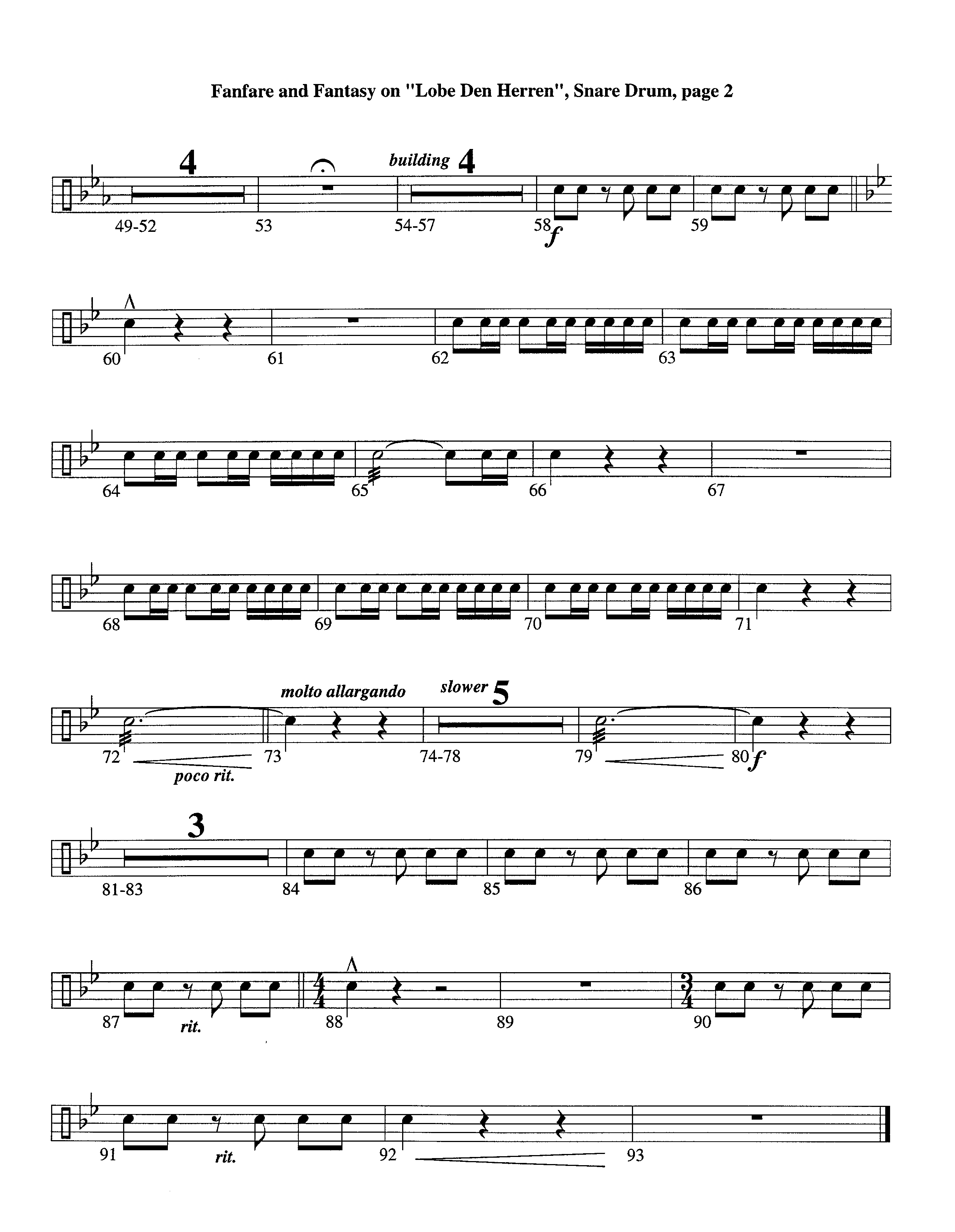 Fanfare and Fantasy on Lobe Den Herren (Instrumental) Snare Drum (Lifeway Worship / Arr. Ed Dickinson)