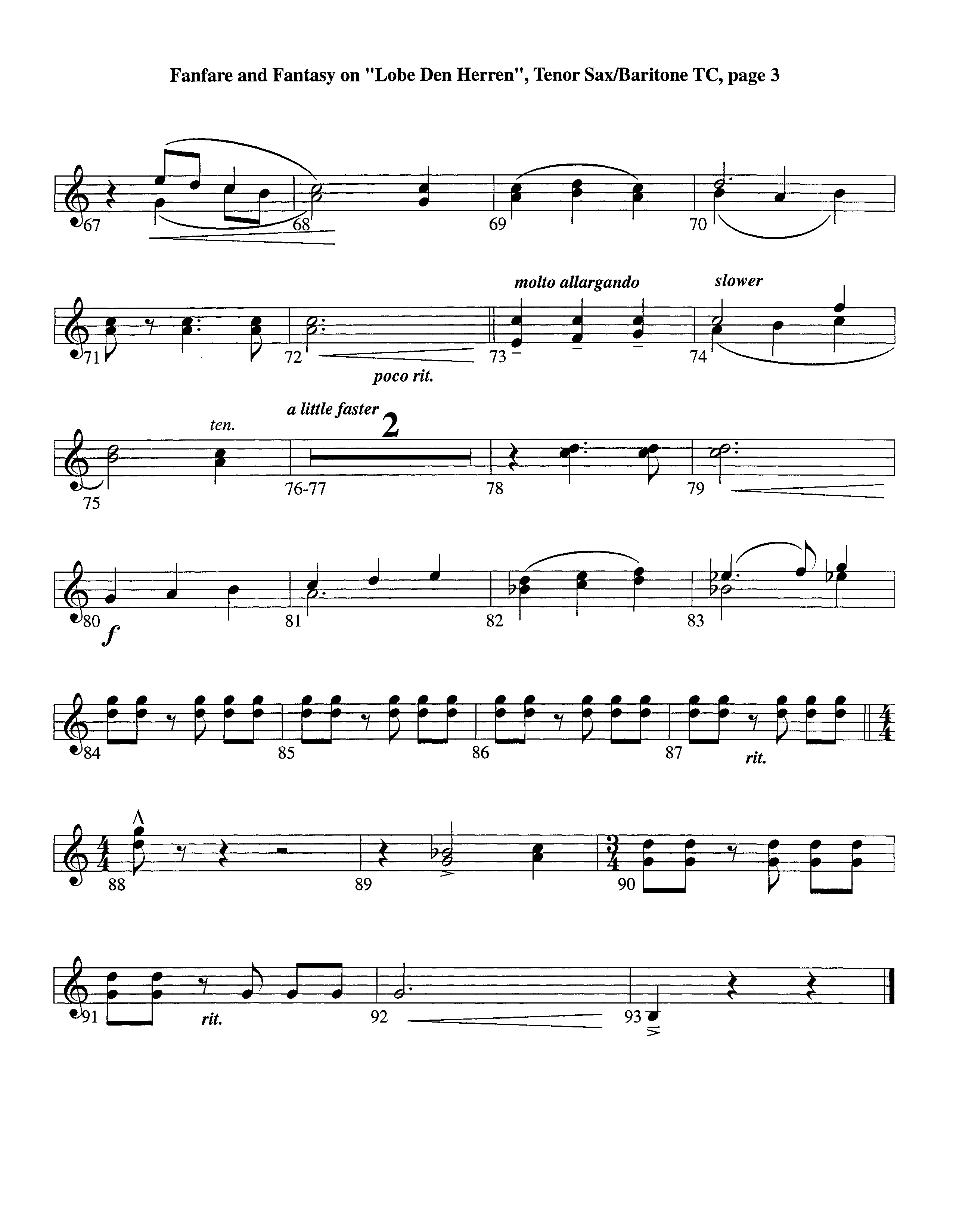 Fanfare and Fantasy on Lobe Den Herren (Instrumental) Tenor Sax/Baritone T.C. (Lifeway Worship / Arr. Ed Dickinson)