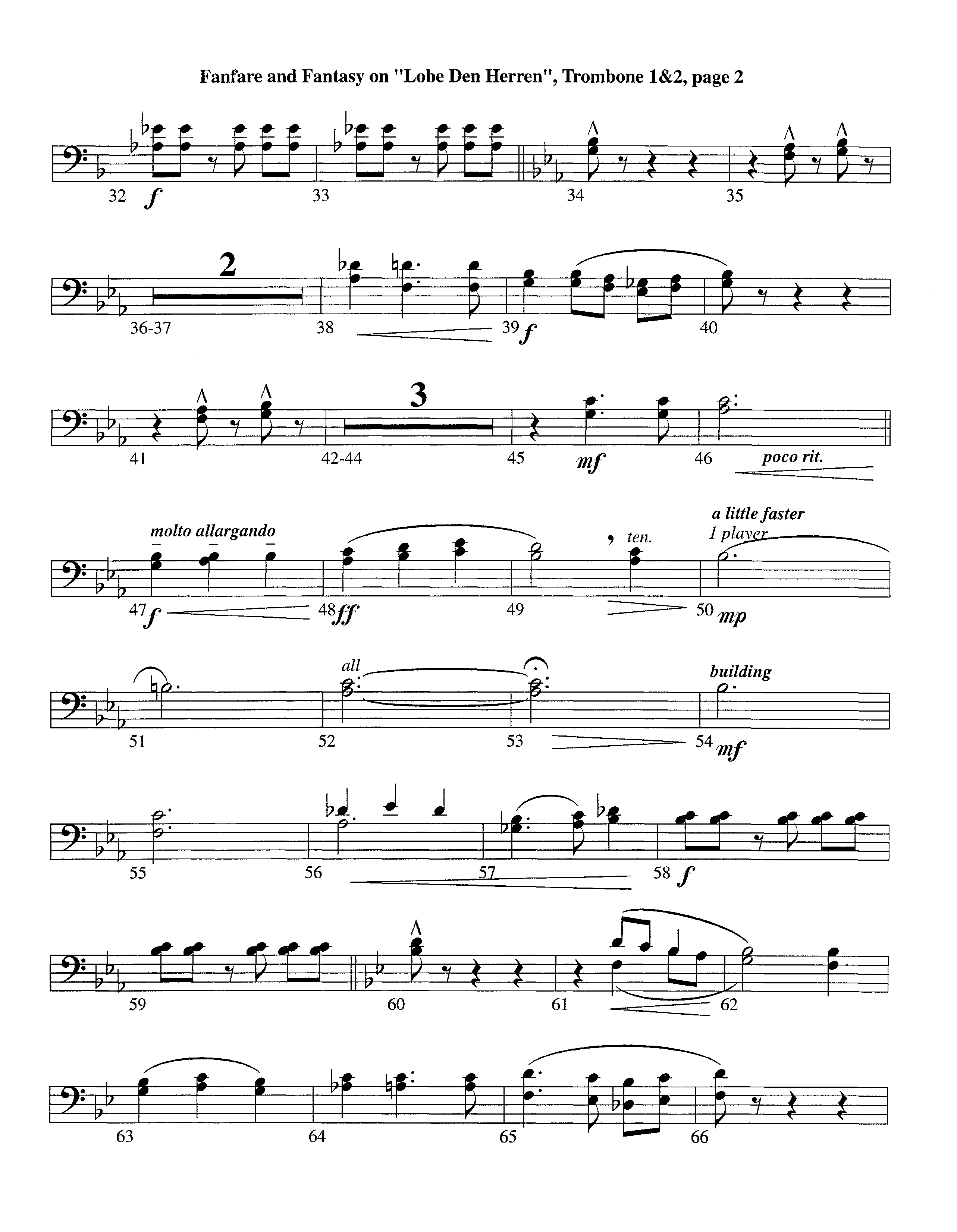 Fanfare and Fantasy on Lobe Den Herren (Instrumental) Trombone 1/2 (Lifeway Worship / Arr. Ed Dickinson)