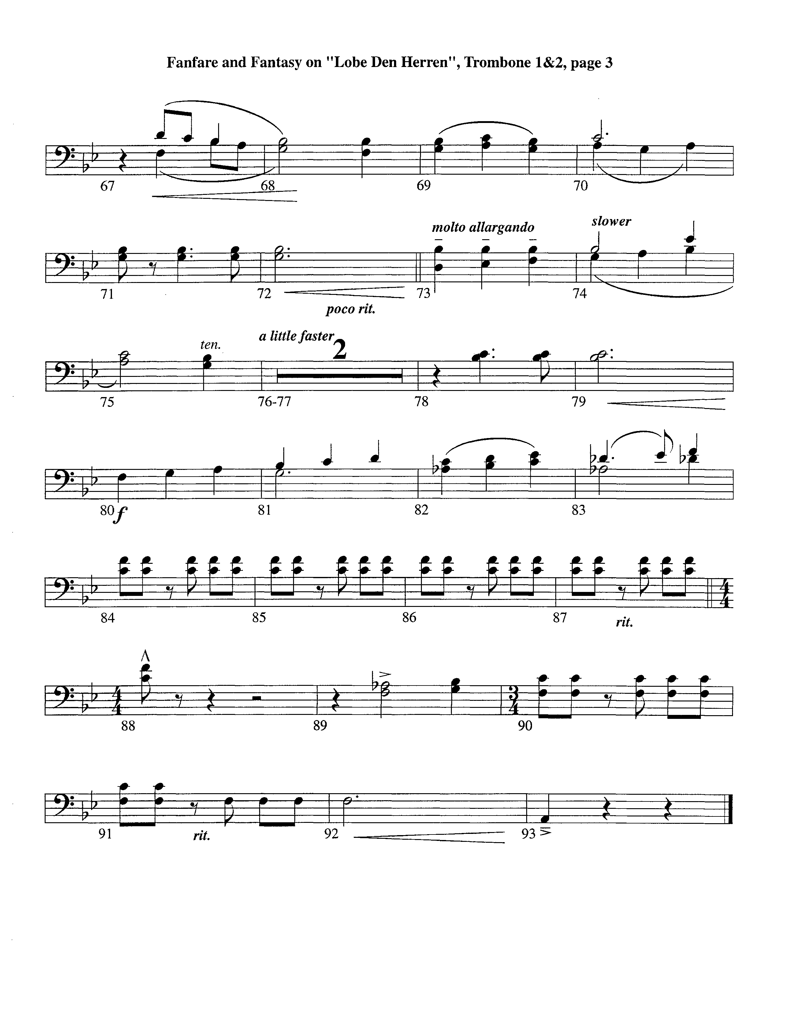 Fanfare and Fantasy on Lobe Den Herren (Instrumental) Trombone 1/2 (Lifeway Worship / Arr. Ed Dickinson)