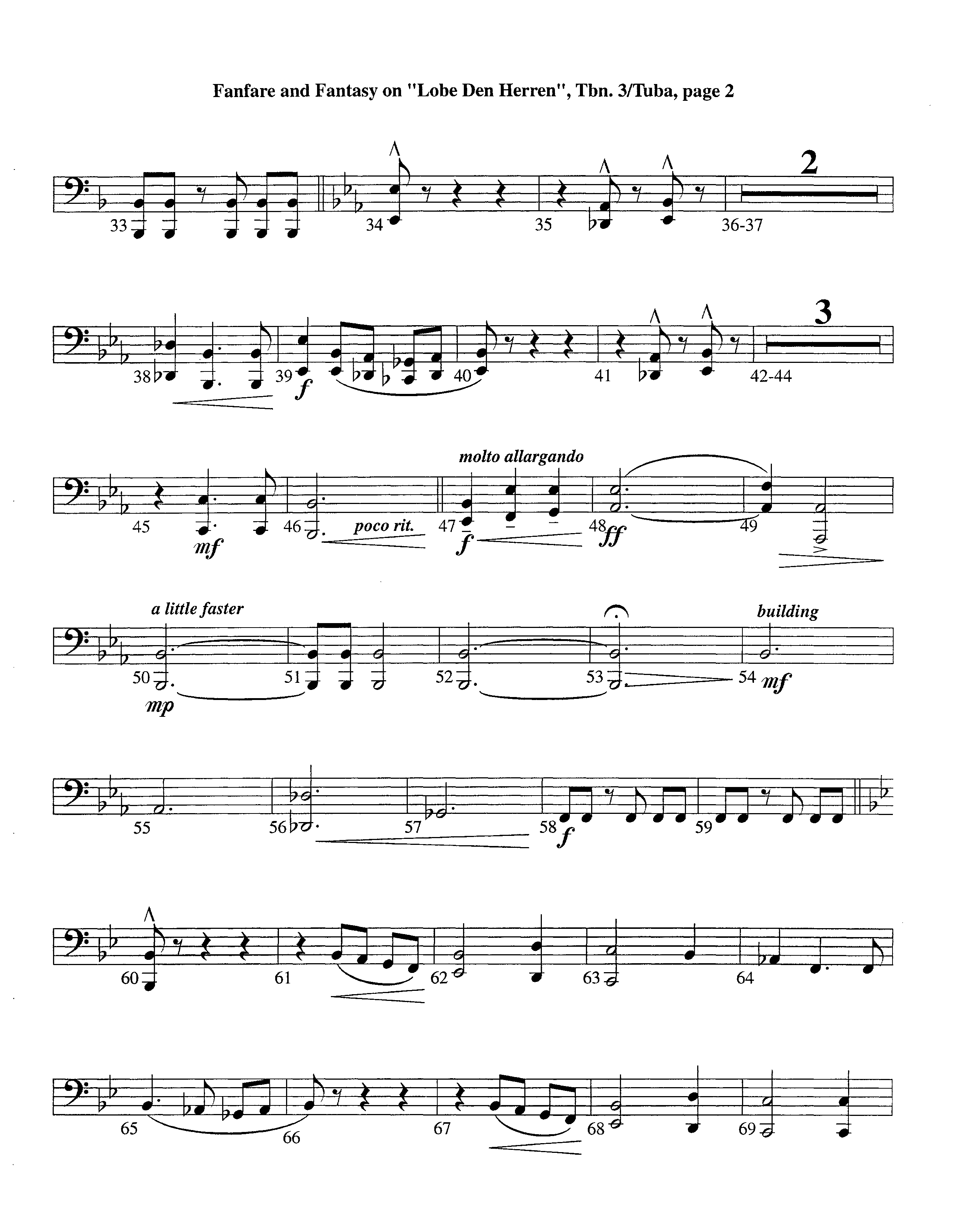 Fanfare and Fantasy on Lobe Den Herren (Instrumental) Trombone 3/Tuba (Lifeway Worship / Arr. Ed Dickinson)