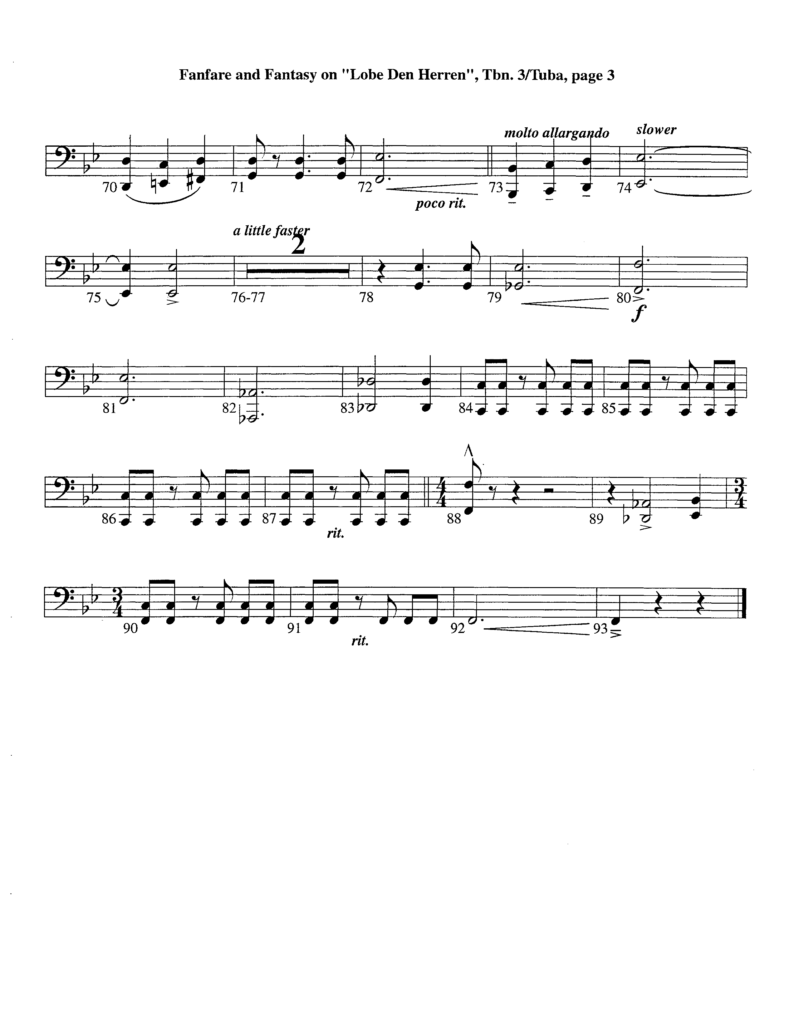 Fanfare and Fantasy on Lobe Den Herren (Instrumental) Trombone 3/Tuba (Lifeway Worship / Arr. Ed Dickinson)