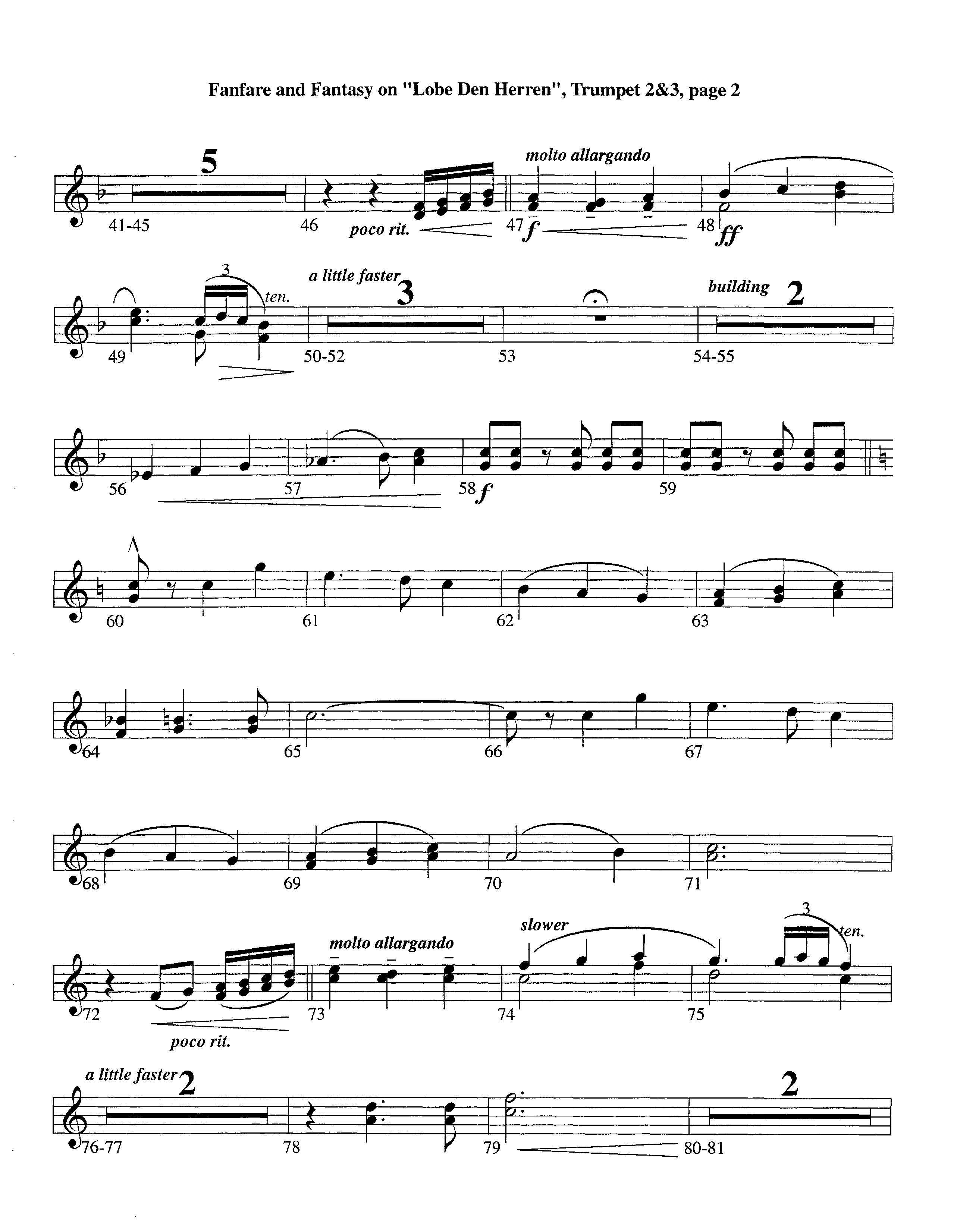 Fanfare and Fantasy on Lobe Den Herren (Instrumental) Trumpet 2/3 (Lifeway Worship / Arr. Ed Dickinson)