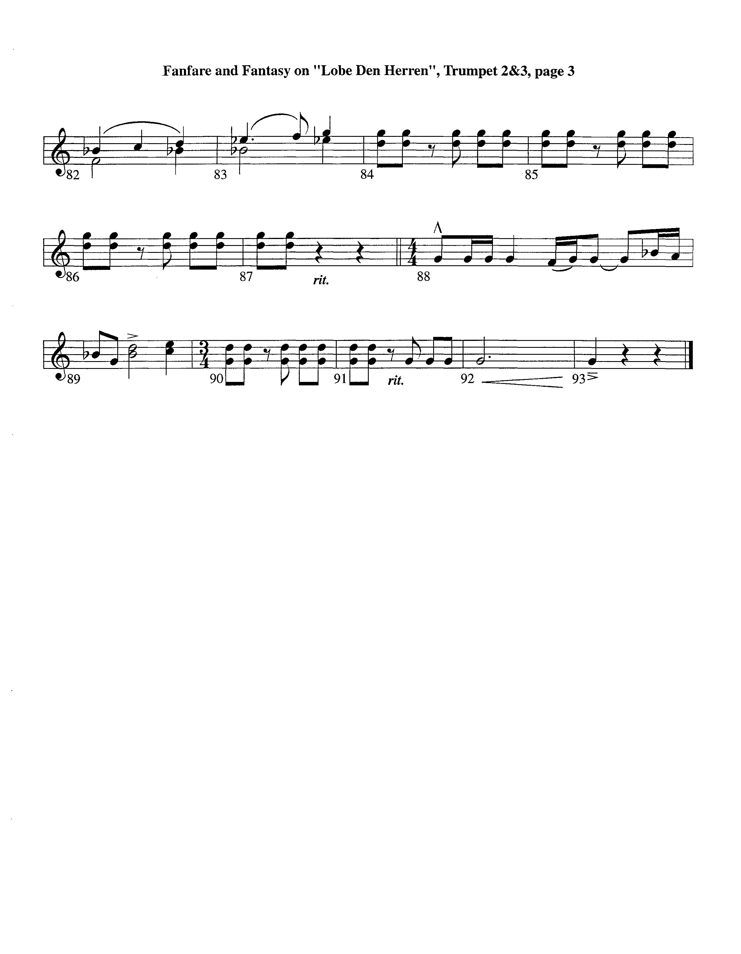 Fanfare and Fantasy on Lobe Den Herren (Instrumental) Trumpet 2/3 (Lifeway Worship / Arr. Ed Dickinson)